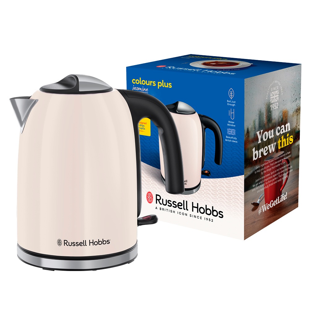 RUSSELL HOBBS Wasserkocher »Colours Plus+ Jasmine 28510-70« 1,7 l 2400 W Edelstahl, Schnellkochfunktion, Perfect-pour-Ausgustülle, Kalkfilter