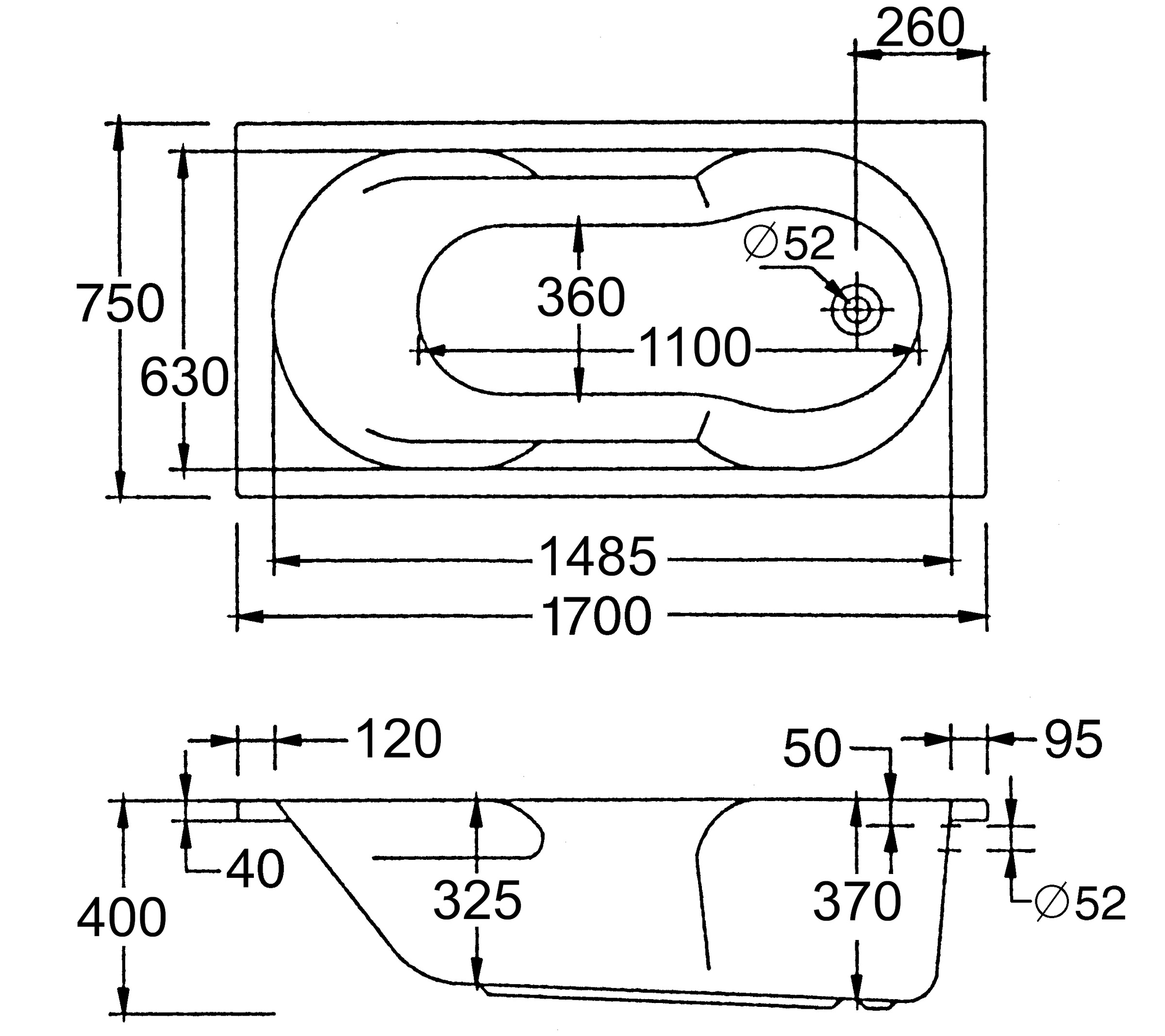 OTTOFOND Whirlpool-Badewanne »Julia«, (Komplett-Set, 1 tlg.), Typ 2, chrom