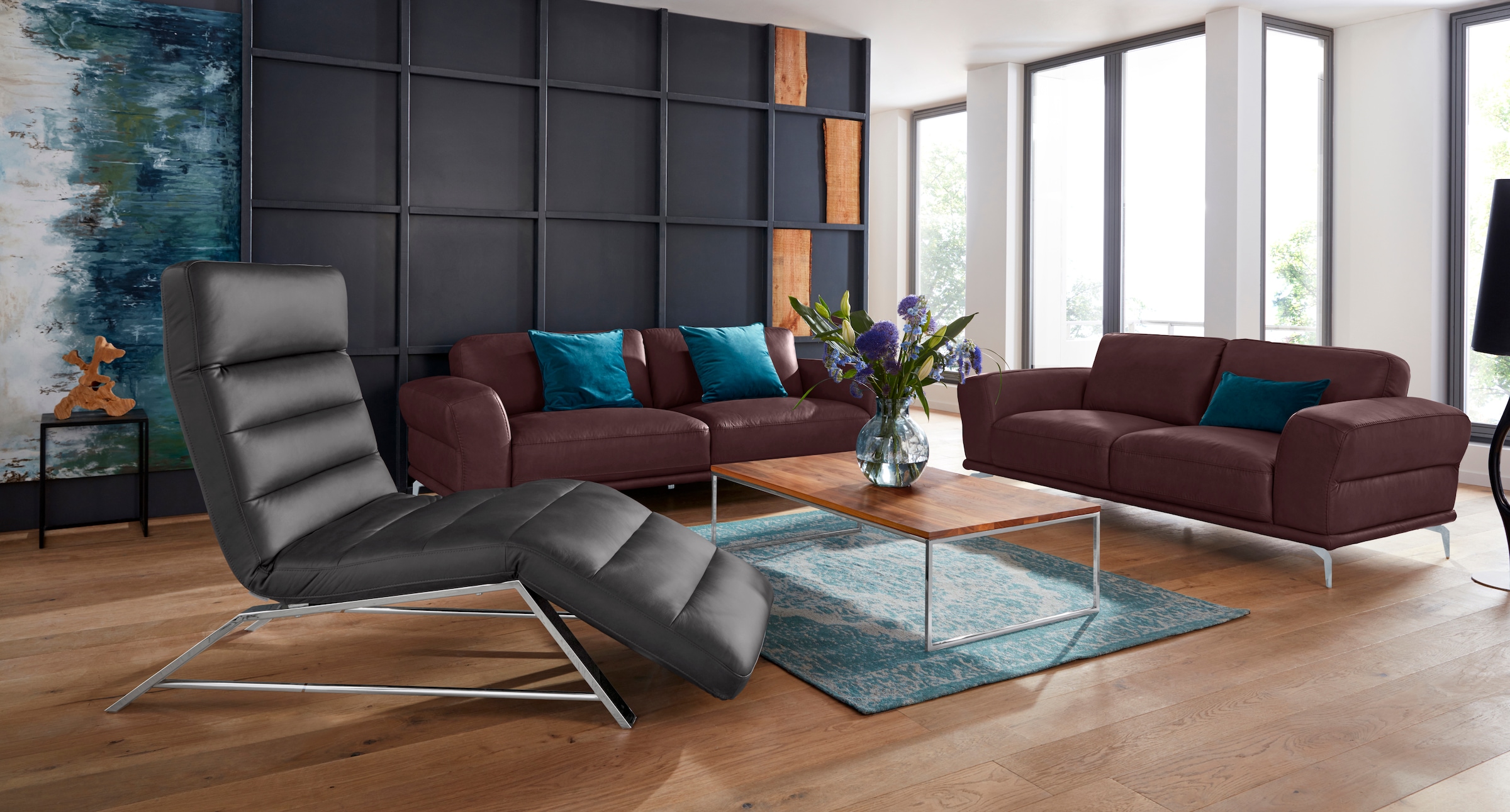 W.SCHILLIG 2-Sitzer »montanaa«, mit Metallfüßen in Silber matt, Breite 192 cm