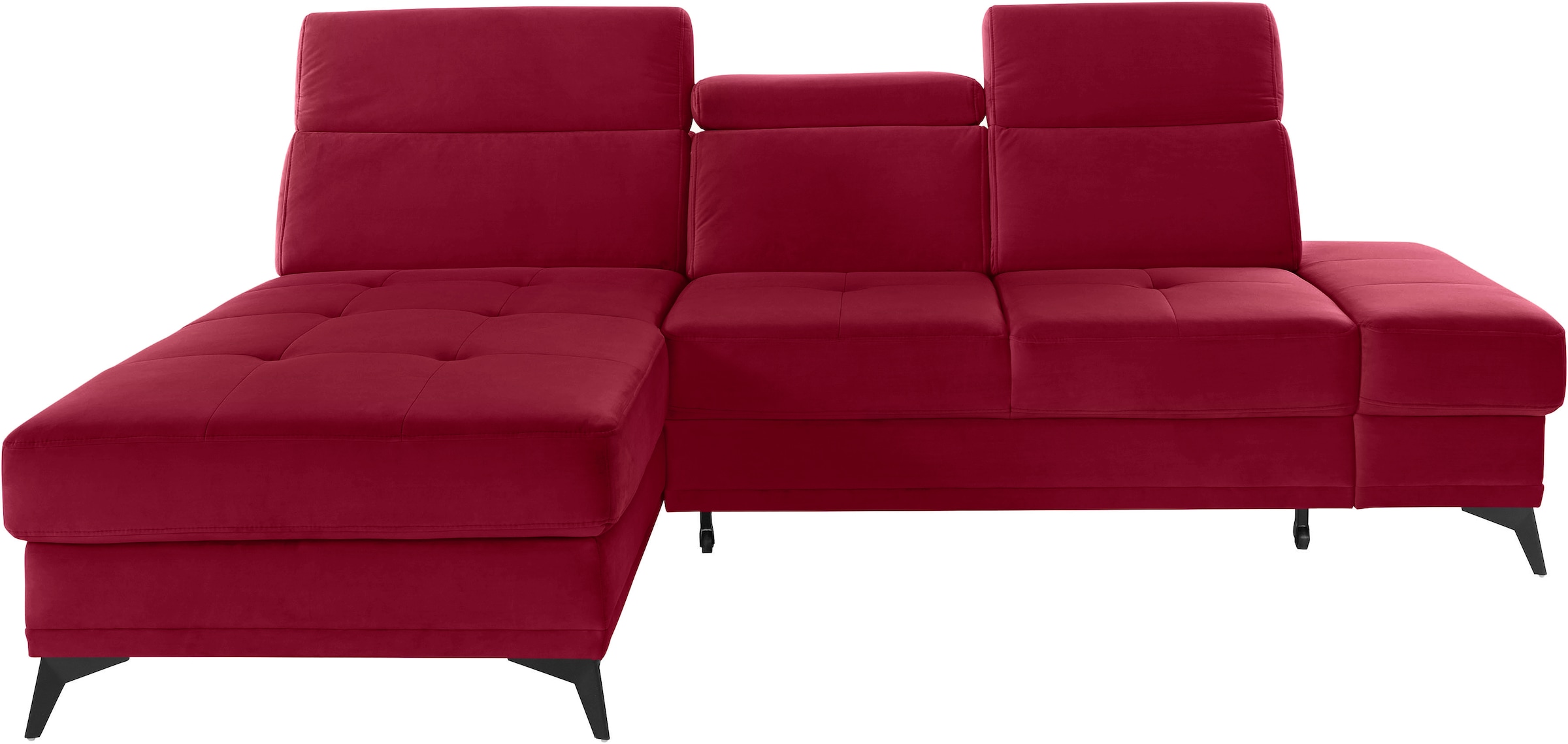 Ecksofa HOME AFFAIRE "Cardiz L-Form", rot, B:246cm H:83cm T:173cm, Webstoff (100% Polyester);Luxus-Microfaser Paris (90% Polyester/10% Polyamid);Struktur fein (100% Polyester);Samtoptik (100% Polyester), Sofas, Ecksofa, inkl.Kopfteilverstellung und Federk