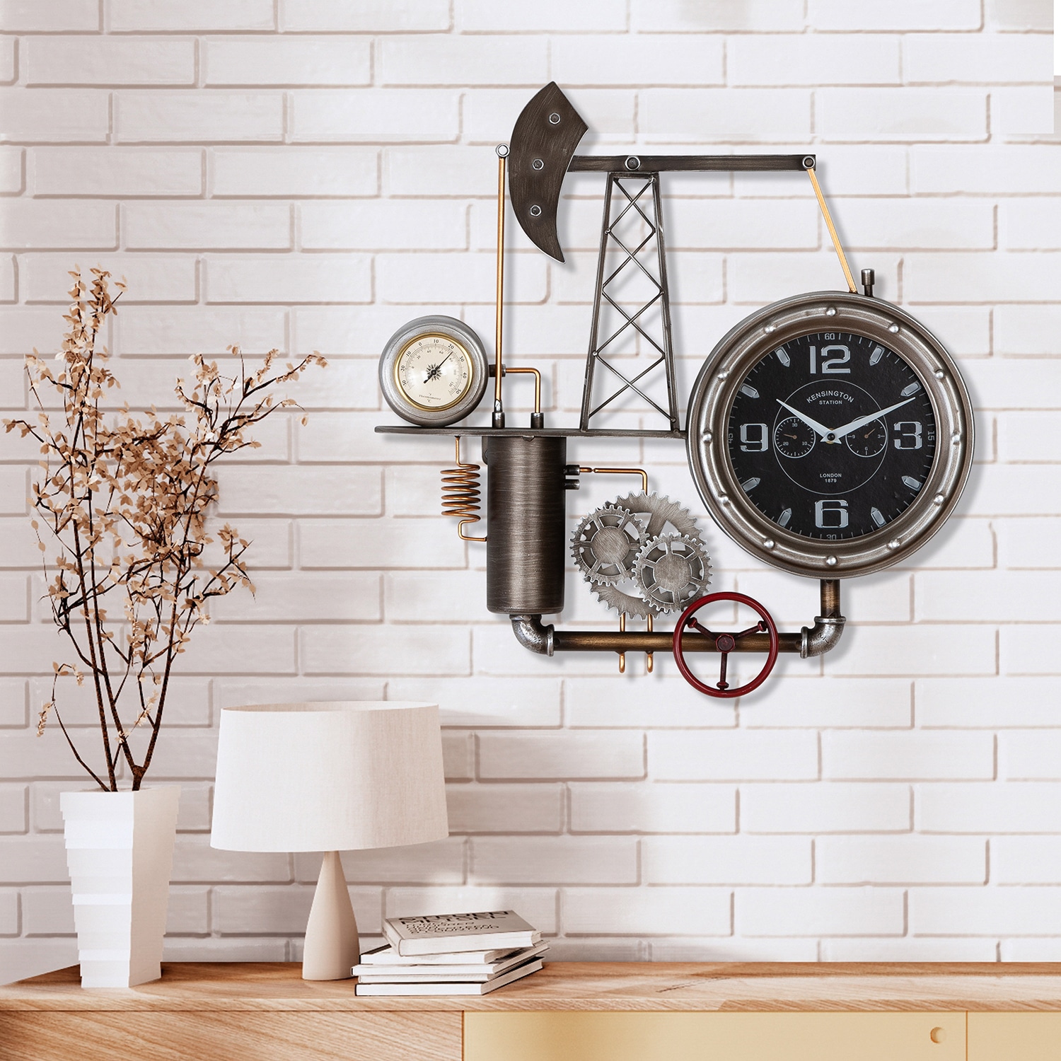 Casablanca by Gilde Wanduhr "Wanduhr Ölförderturm silberfarben H. 56 cm" günstig online kaufen