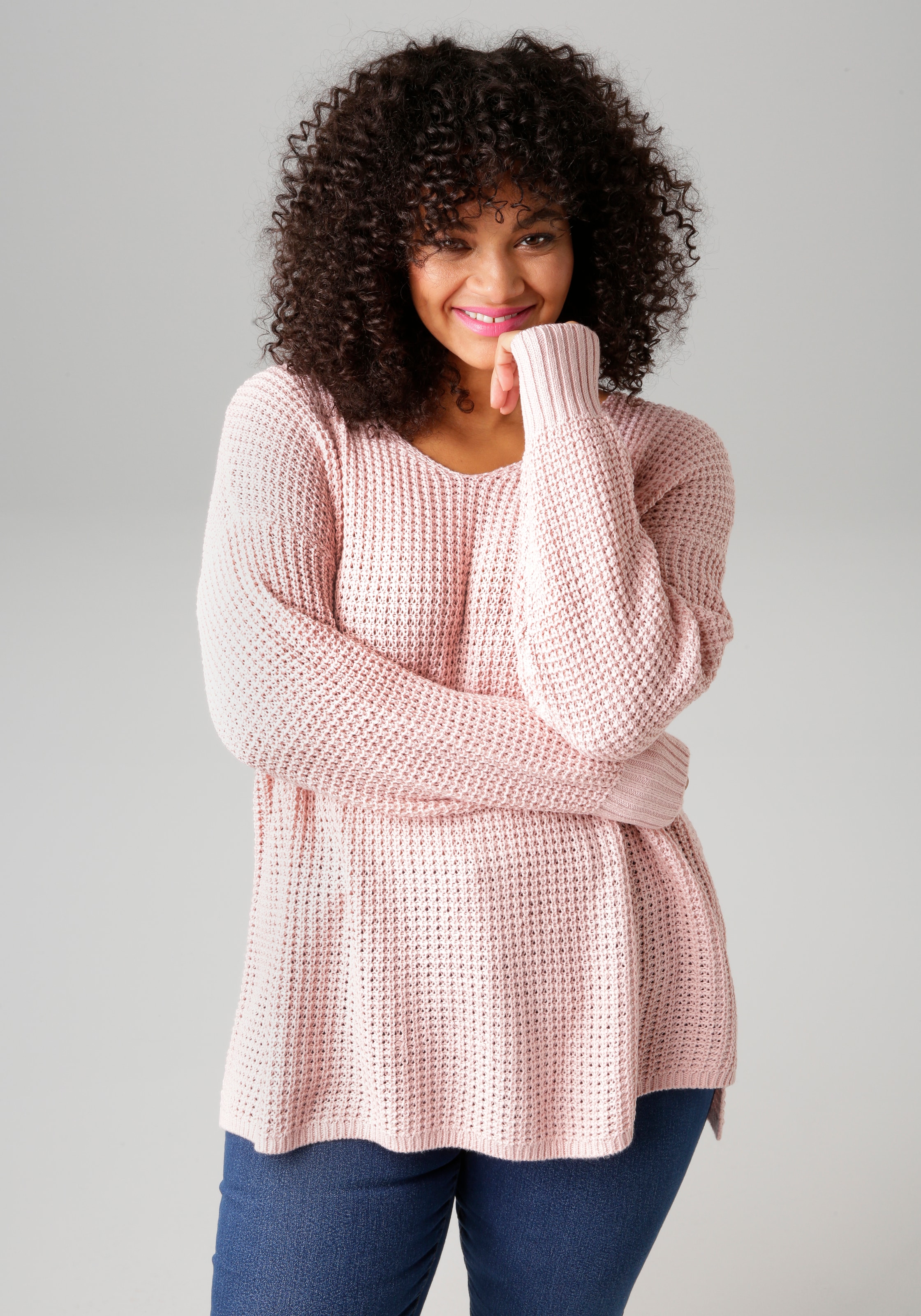 Aniston PLUS Strickpullover, im dezenten Ajour-Strickmuster günstig online kaufen