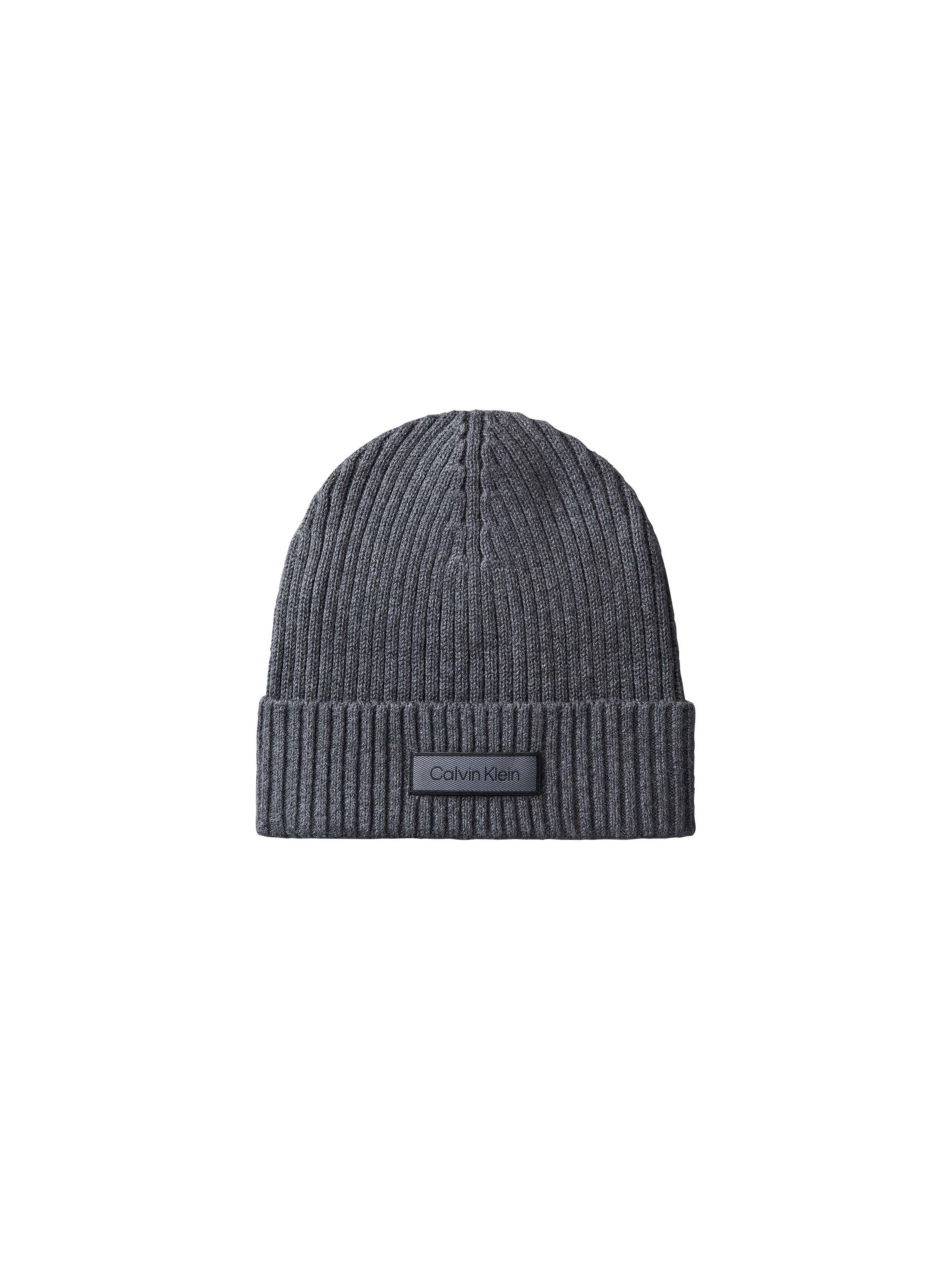 Calvin Klein Strickmütze »PATCH CHUNKY RIB COTTON BEANIE« mit Markenlogo