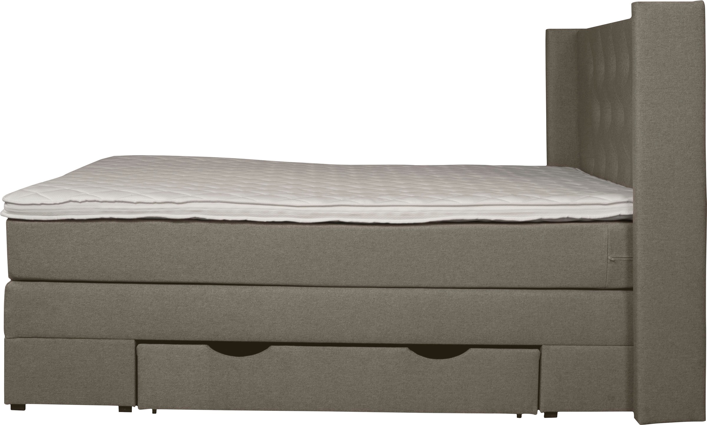 Boxspringbett HOME AFFAIRE "Elegance", grau, B:161cm L:210cm, Samtoptik (100% Polyester);Struktur (100% Polyester), Komplettbetten, Boxspringbett, mit schöner Knopfheftung, in den Härtegraden H2 & H3, inkl. Schubladen 3
