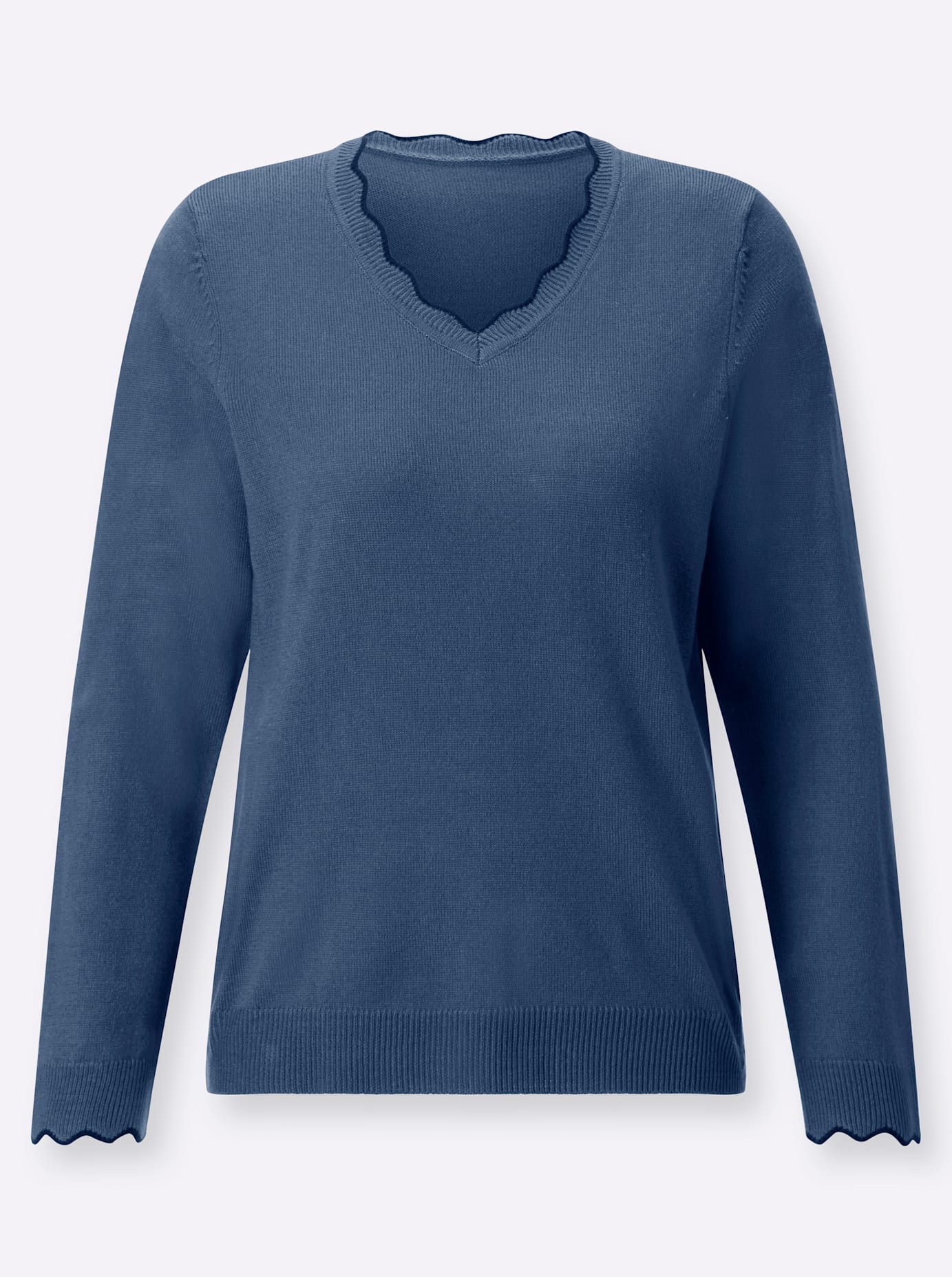 Thumbnail - Classic Basics V-Ausschnitt-Pullover "Feinstrick-Pullover"