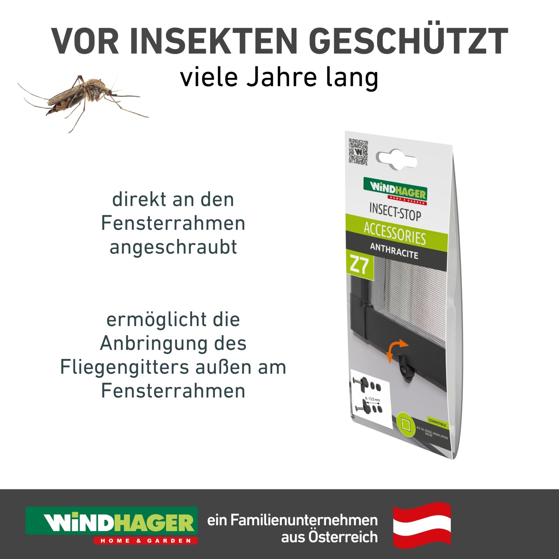 Windhager Zubehör-Set »zur Frontalmontage des Fliegengitters am Fensterstock, einfach Montage« Vorreiber-Set für Fenster in weiß oder anthrazit erhältlich, 4 Stück