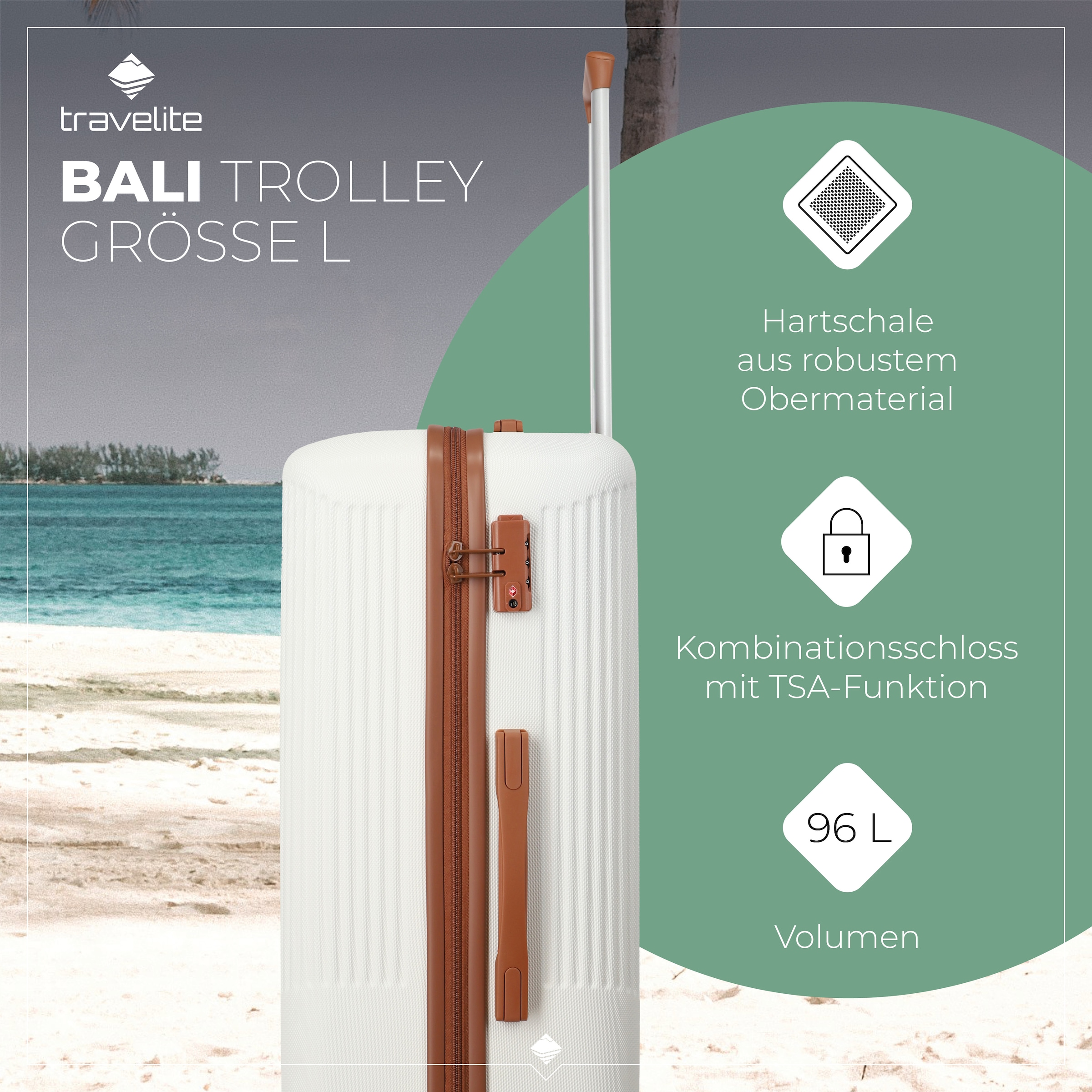 travelite Hartschalen-Trolley »BALI, in verschiedenen Größen und Farben«, 4 Rollen, Hartschallenkoffer Reisegepäck Reisekoffer TSA Schloss