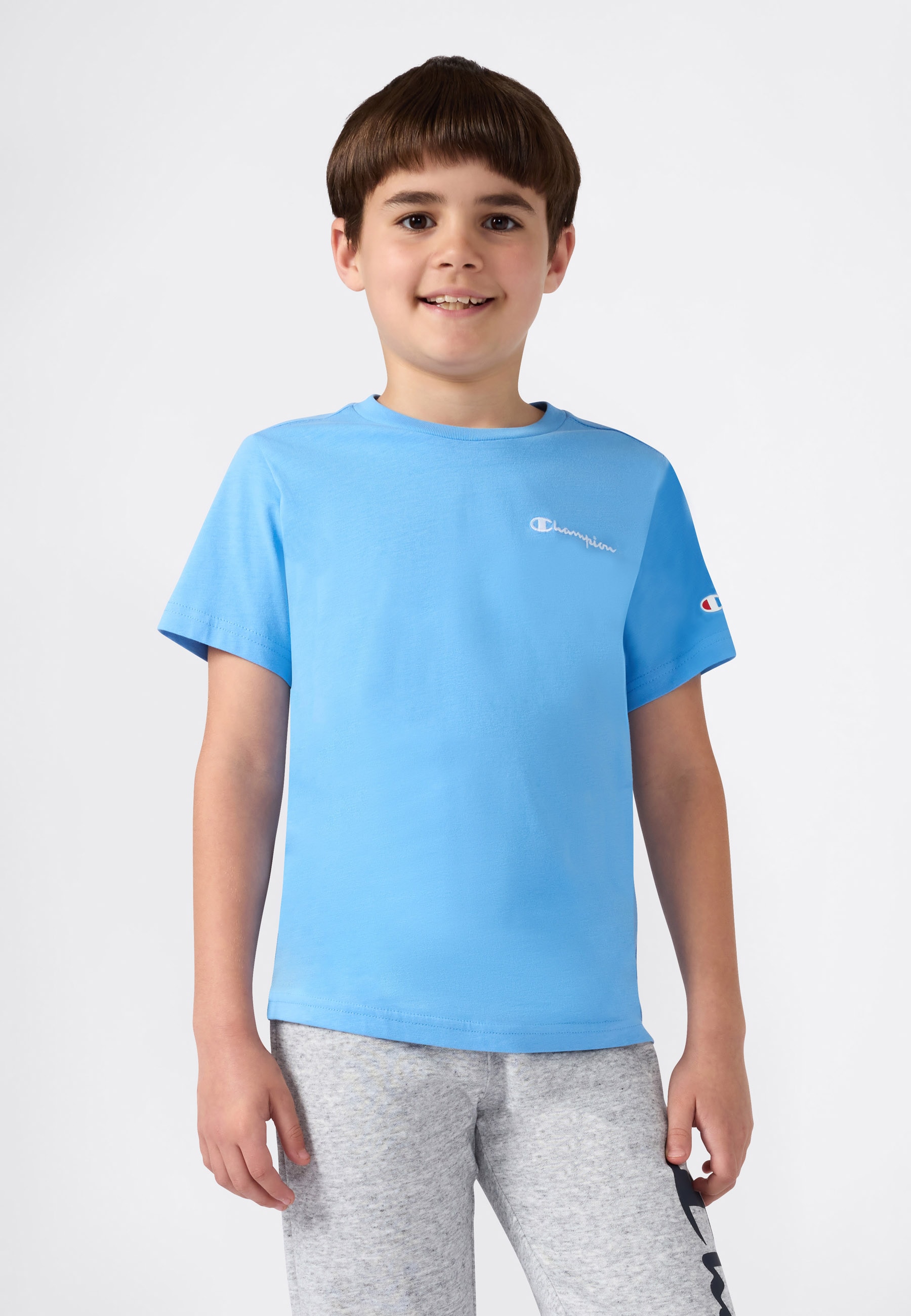 Champion "ICONS CONTRAST Crewneck T-Shirt" mit Rundhalsausschnitt, Kurzarm, aus Baumwolle, klassischer Schnitt