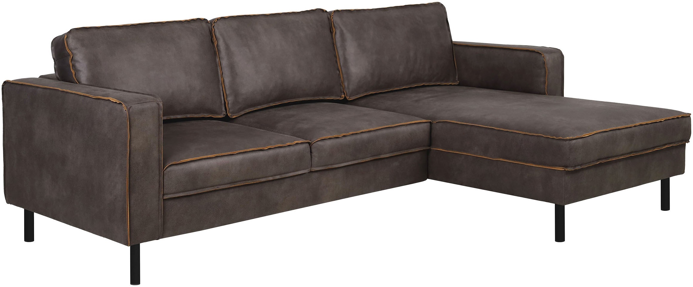 Places of Style Ecksofa »Watkins, wahlweise mit Schlaffunktion/Bettkasten, moderne offene Naht«, Recamiere beidseitig montierbar, L-Form, Breite 232 cm