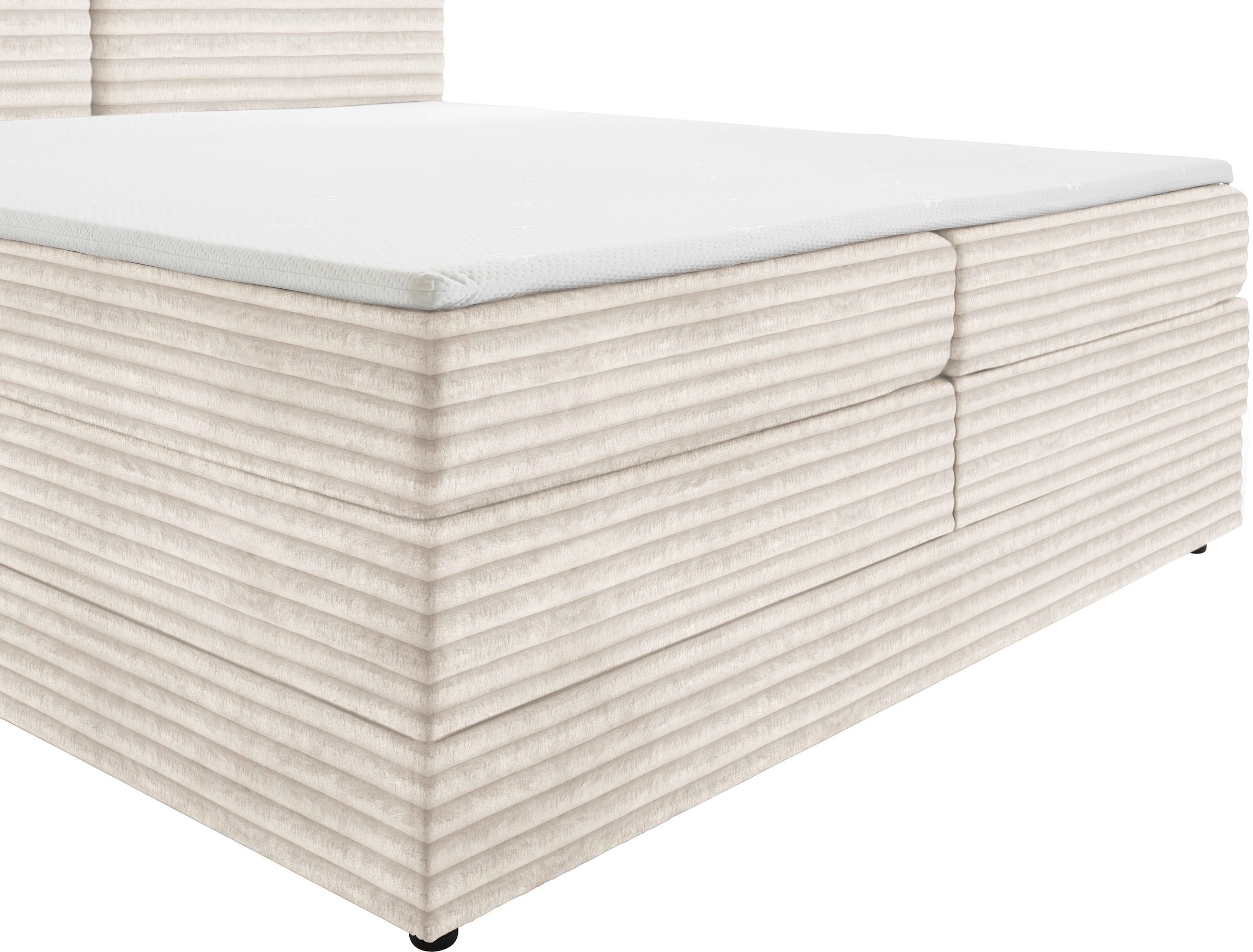 Home affaire Boxbett »VÄSTERVIK, Polsterbett mit Bettkasten und Taschenfederkernmatratze H3« mit Topper, kuscheliger Breitcord-Stoff, Liegefläche 180x200cm