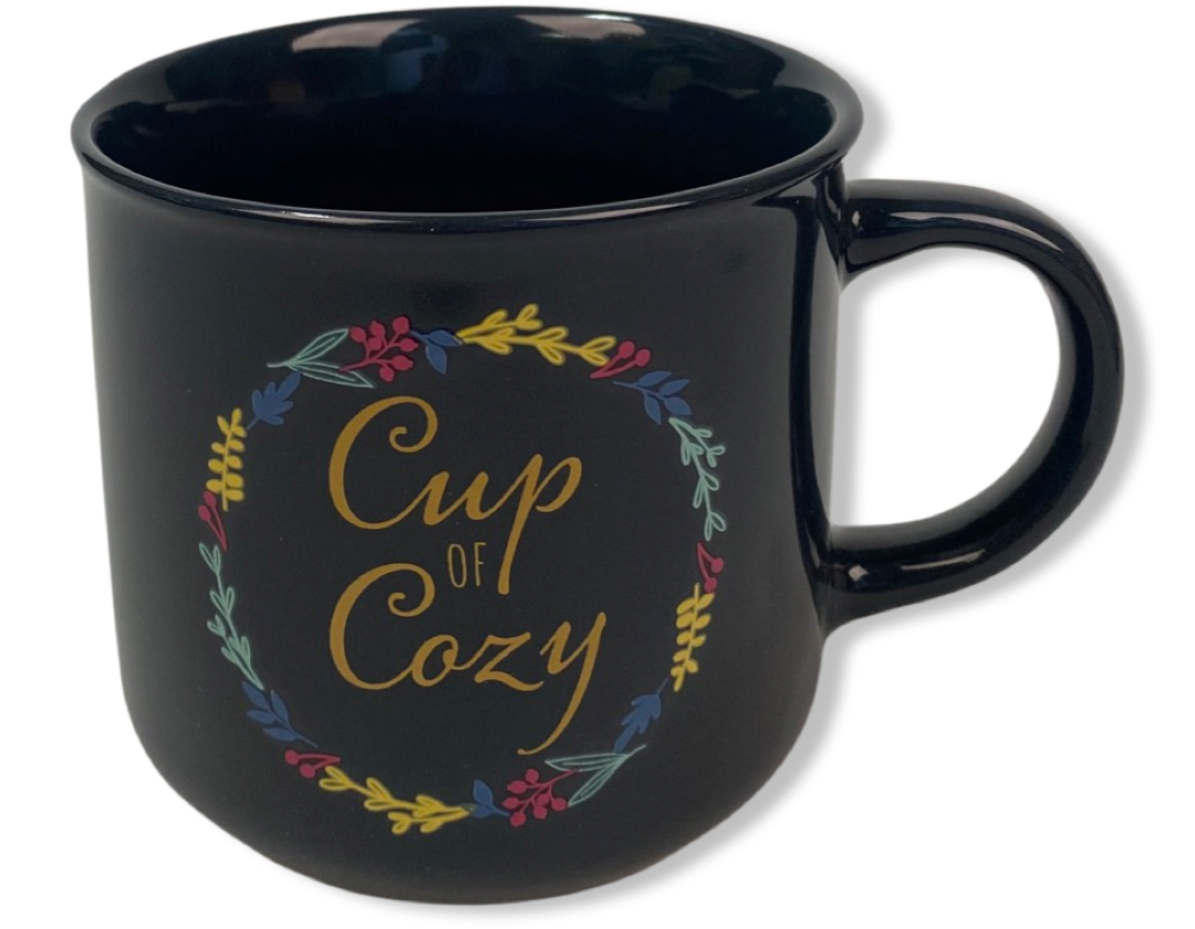 Capelli New York Kuschelsocken, (1 Tasse und 1 Paar Socken), Geschenkset mit gemütlichen Socken und "Cup of Cozy" Tasse mit Blumen