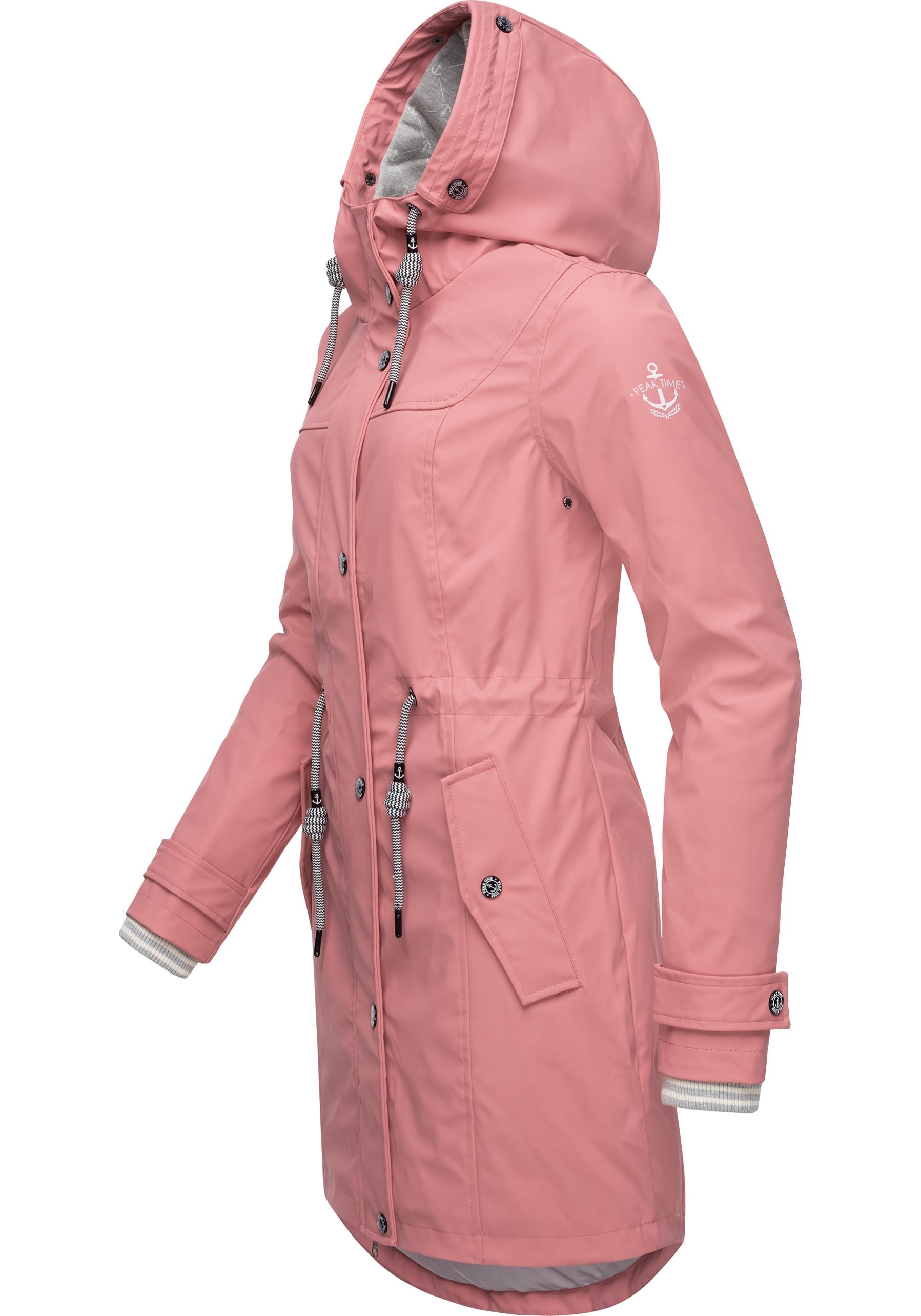 PEAK TIME Regenjacke »L60042«, mit Kapuze, stylisch taillierter Regenmantel für Damen