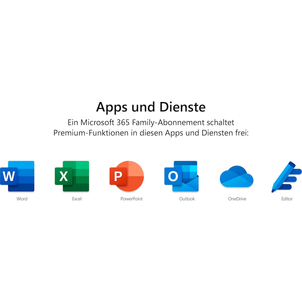 Microsoft Officeprogramm »original Microsoft 365 Family für bis zu 6 Personen«, Premium-Office-Apps, 6 TB OneDrive Cloudspeicher, Product Key in Box