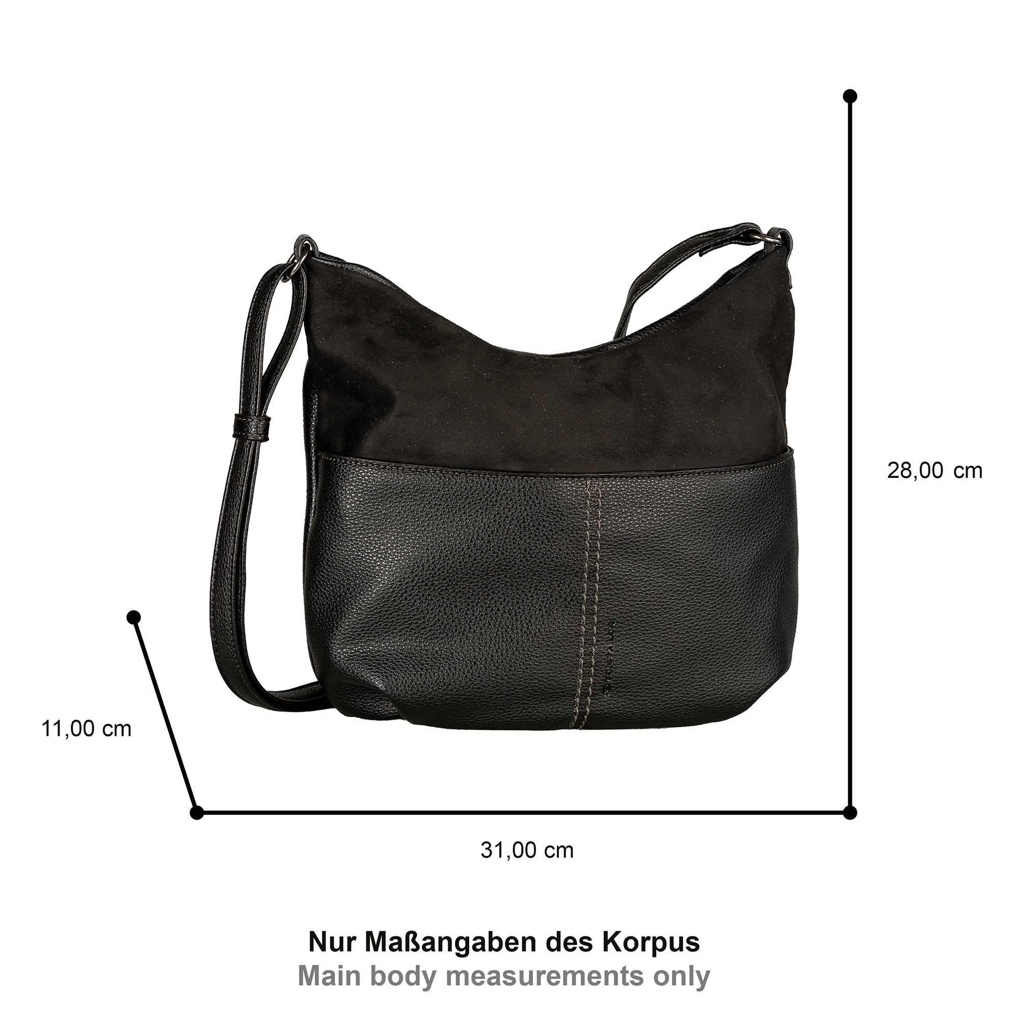 TOM TAILOR Umhängetasche »Miha«, weiches Veloursimitat mit soft genarbtem Lederimitat und viel Platz