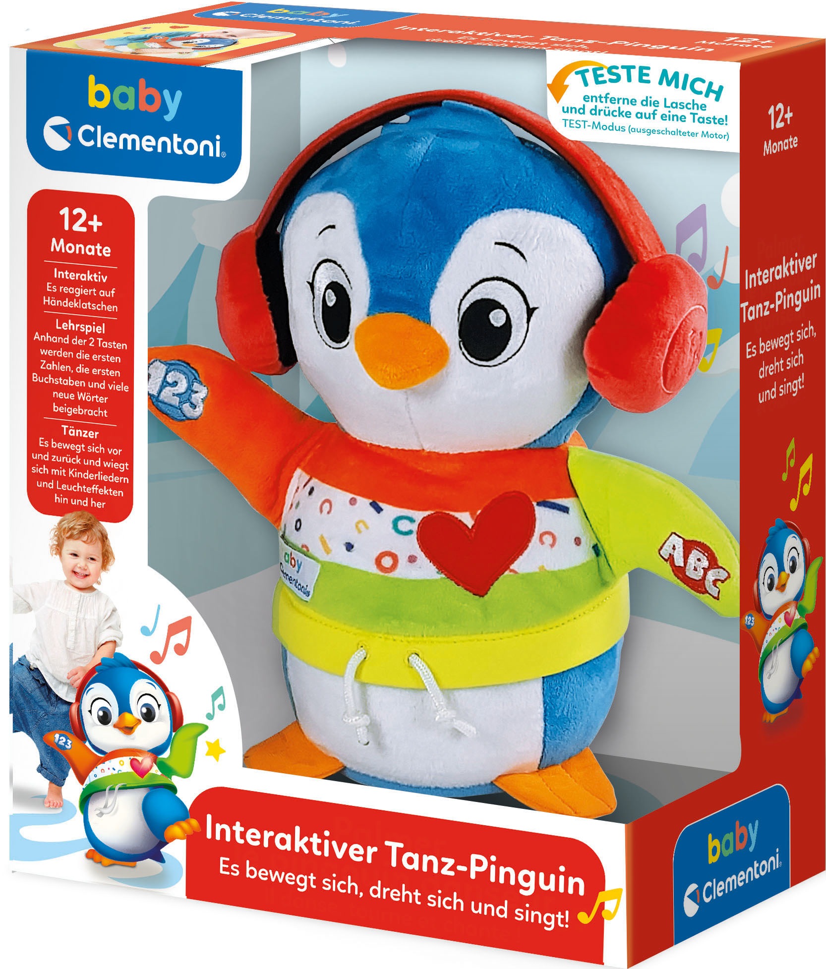 Clementoni® Kuscheltier »Baby Clementoni, Tanz-mit-mir Pinguin«, mit Licht- und Soundeffekten