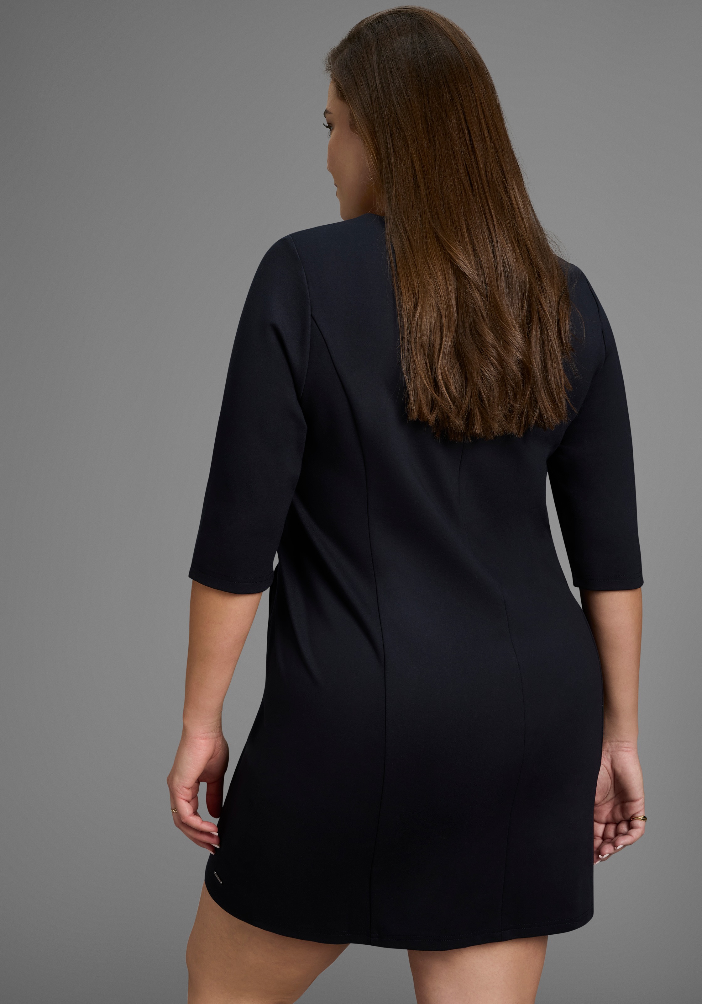 Laura Scott CURVE Jerseykleid, mit 3/4-Ärmeln aus schmeichelnder Milano Rip günstig online kaufen