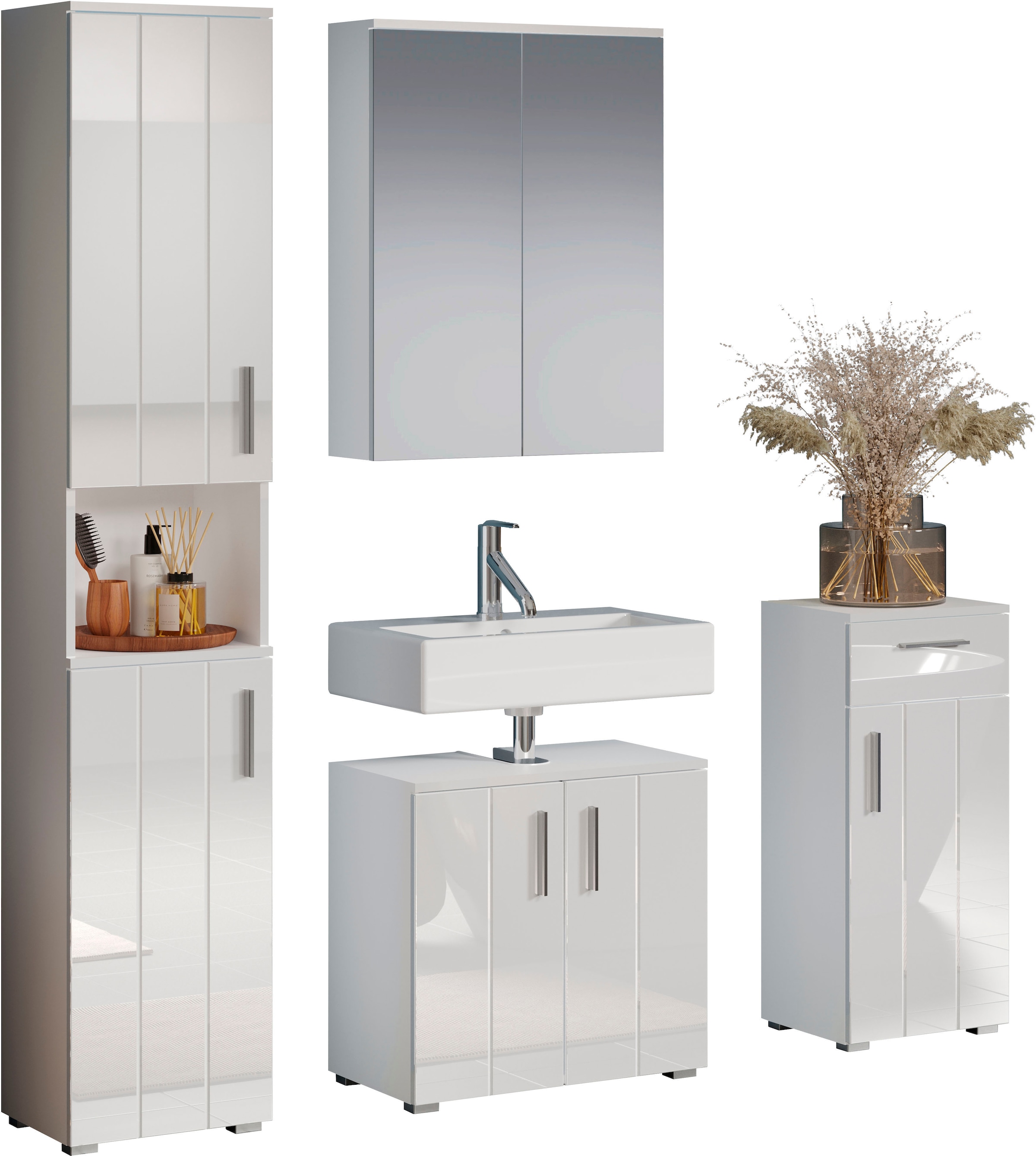 welltime Badezimmer-Set "Prag" Set, 4 Stk. tlg.