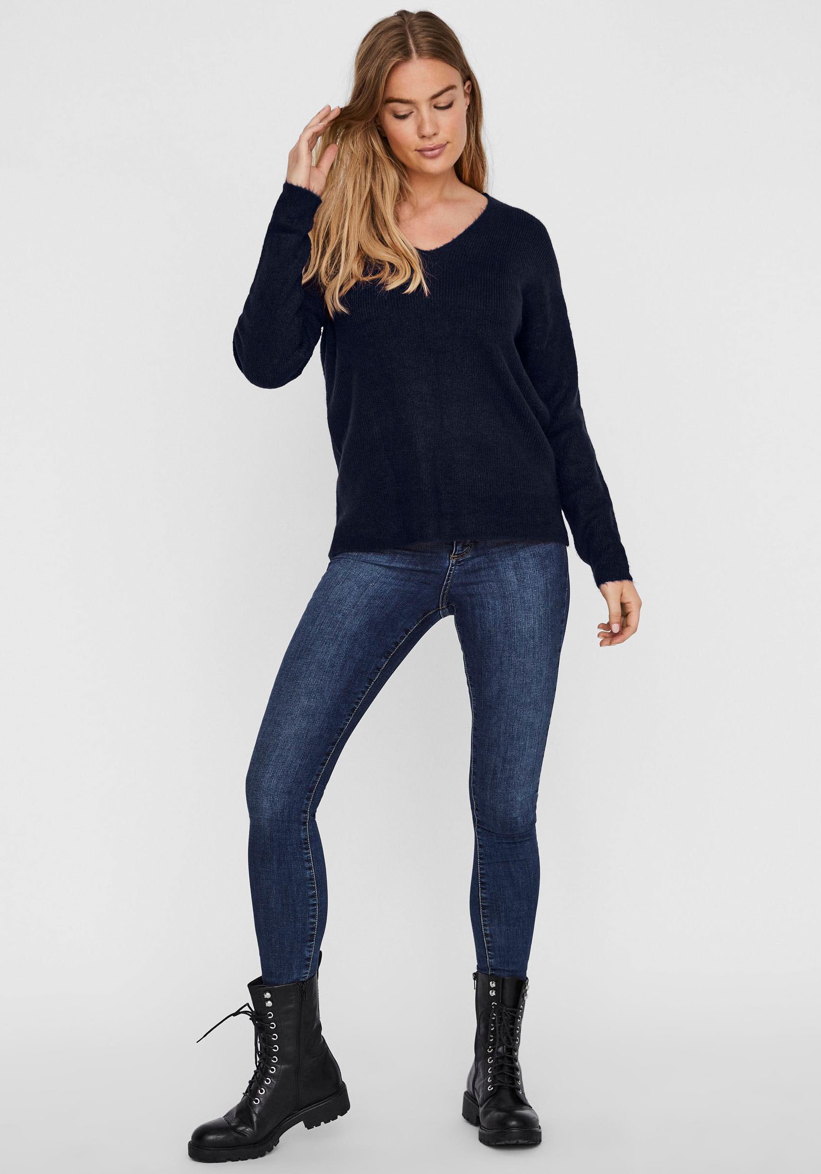 Vero Moda V-Ausschnitt-Pullover »VMCREWLEFILE LS V-NECK BLOUSE NOOS«