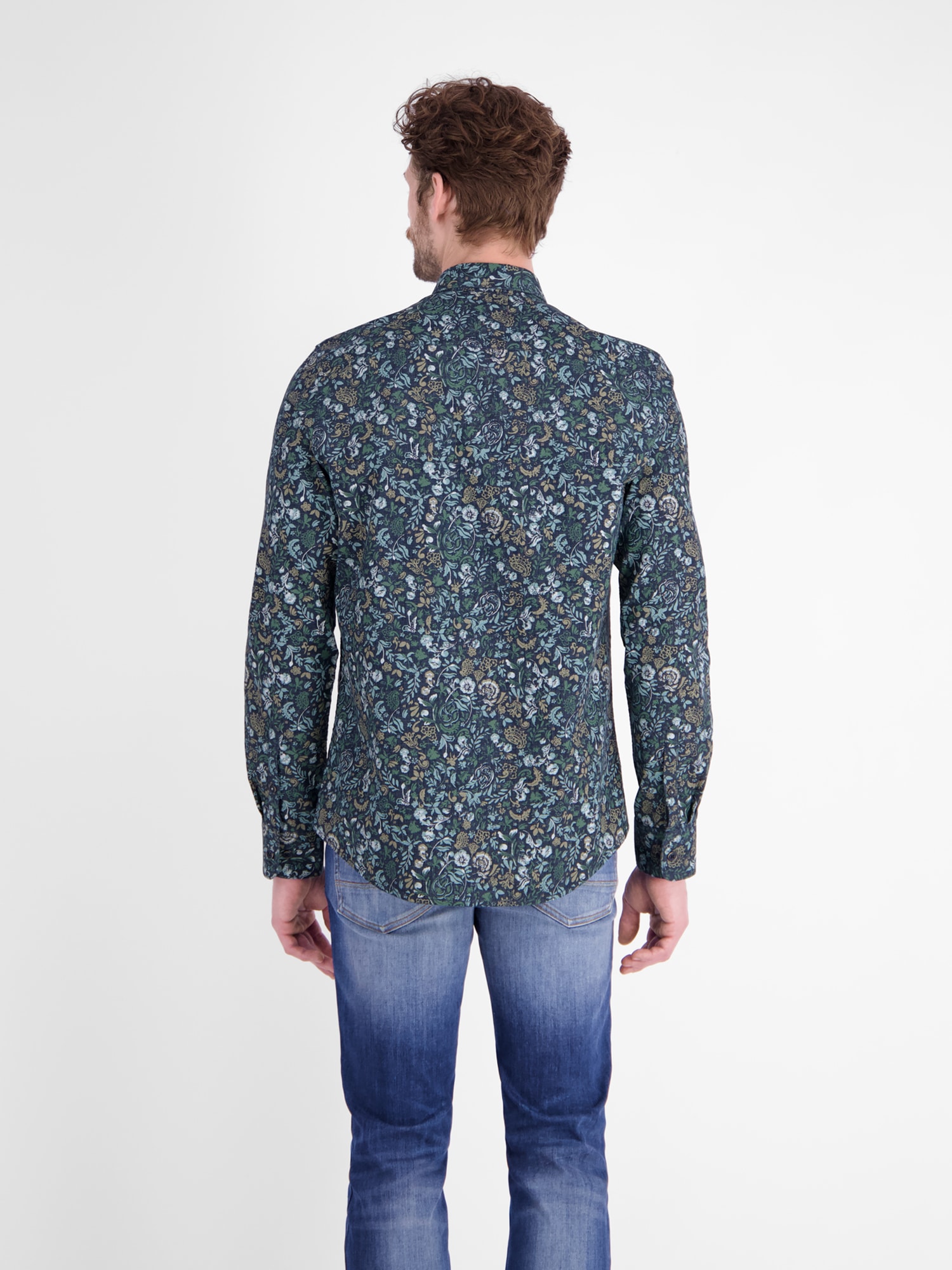 LERROS Langarmhemd »Herrenhemd mit floralem Print aus leichtem Baumwollmix«