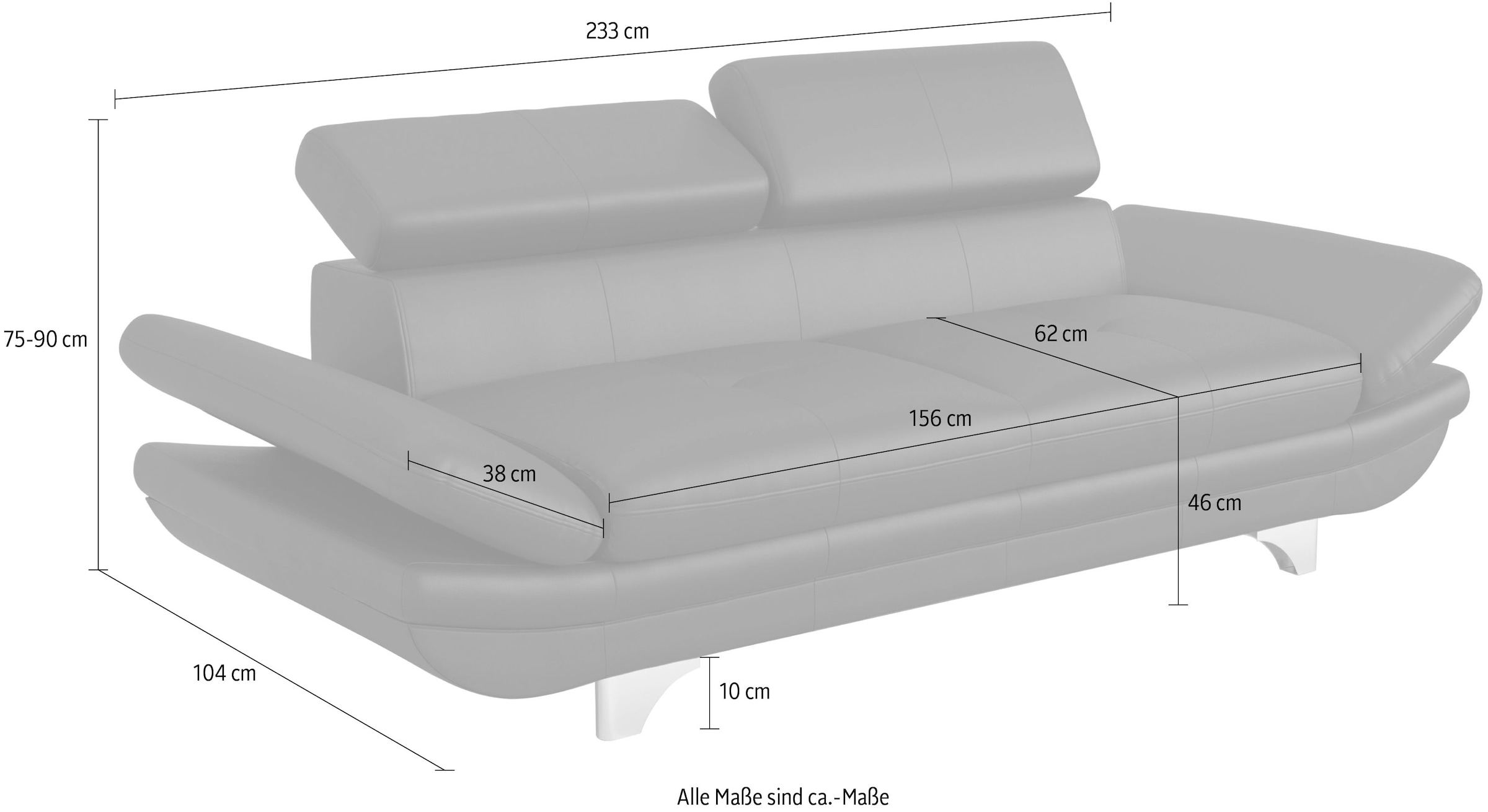 COTTA 3-Sitzer »Enterprise«, Big-Sofa, mit Armteilverstellung & Kopfteilverstellung