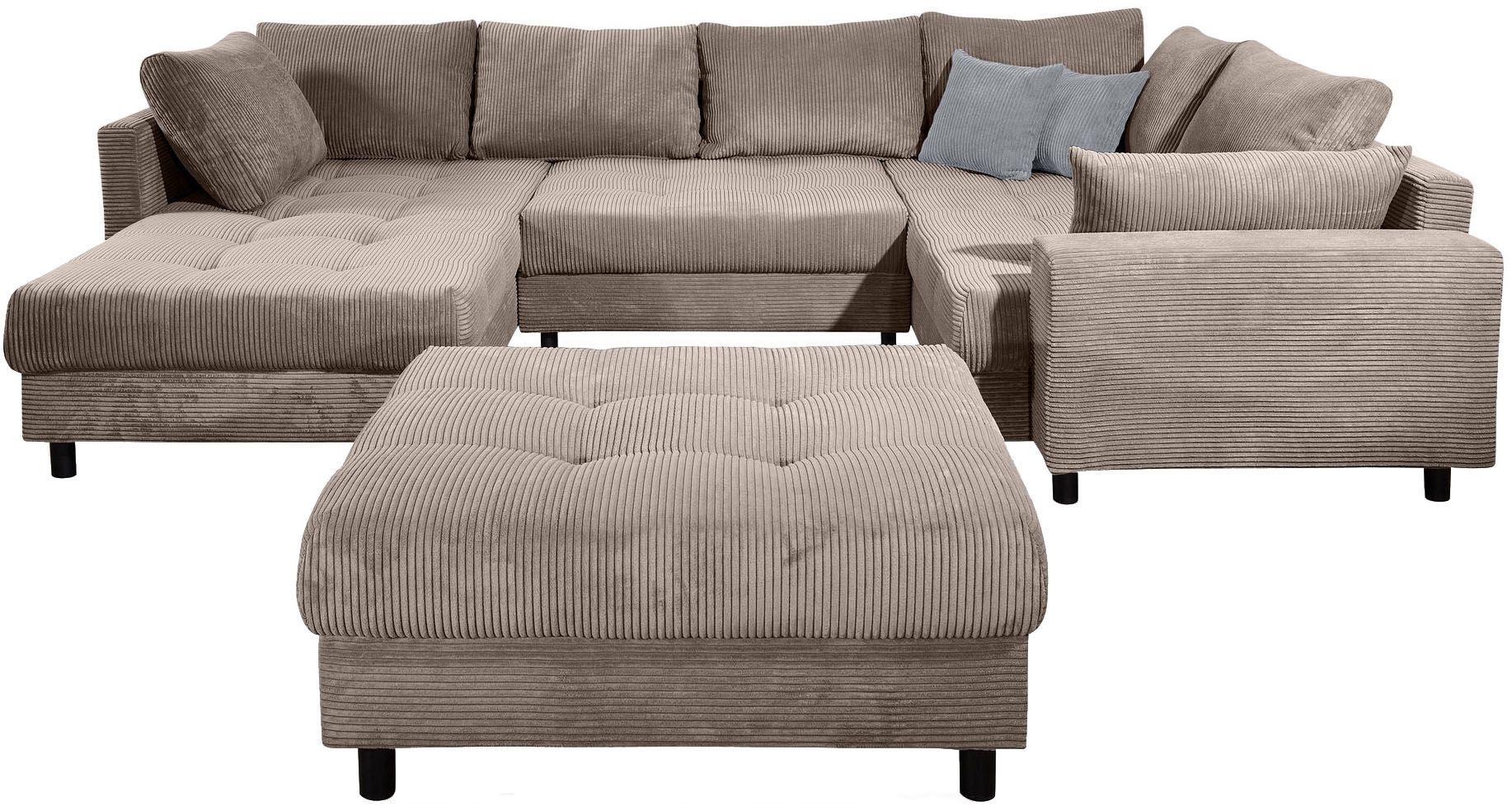 COLLECTION AB Wohnlandschaft "Toni U-Form mit Armlehne" inkl. Hocker und Zi günstig online kaufen