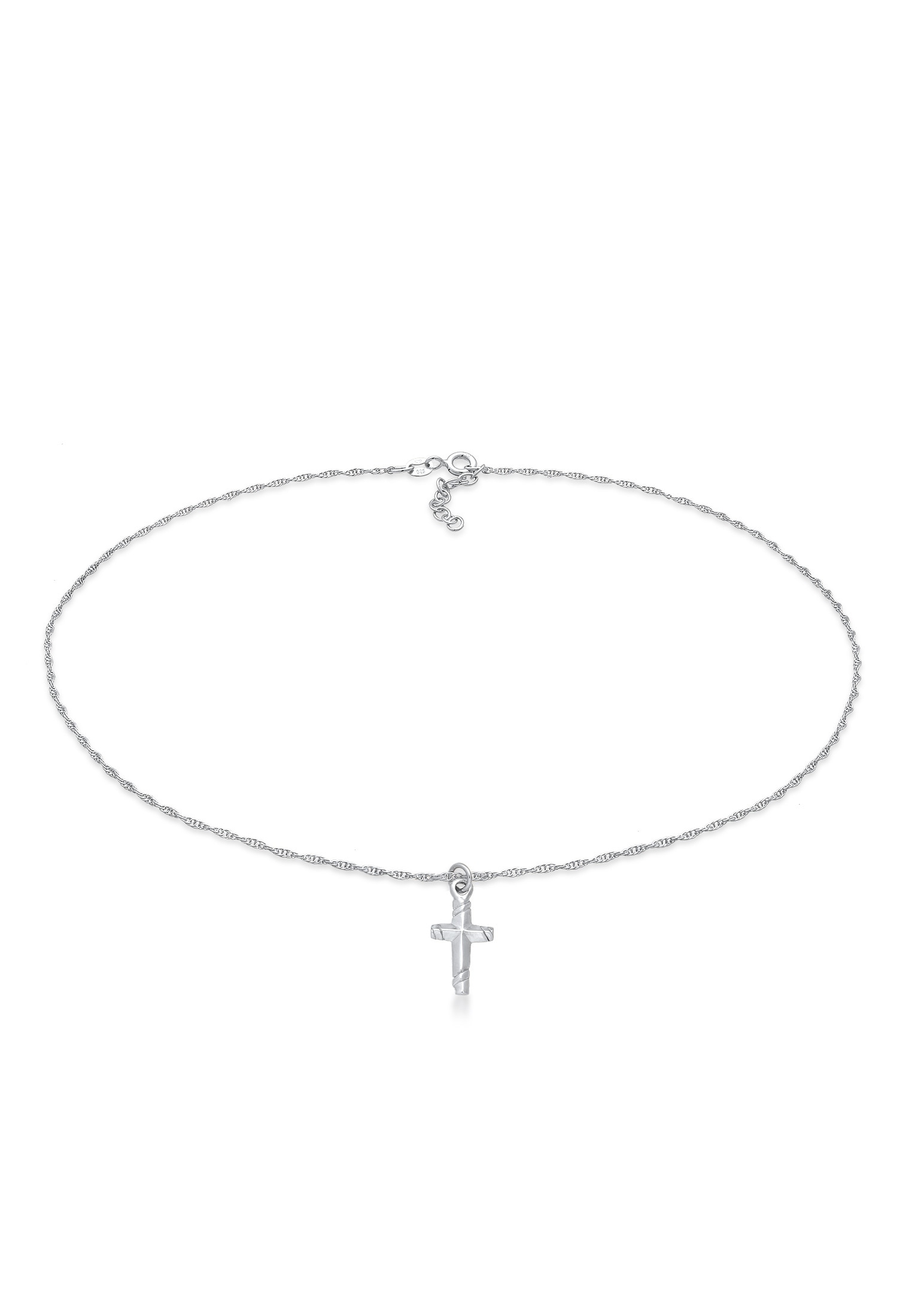 ELLI Damen Choker "Halskette Choker Kreuz Gedreht Modern 925 Silber", 36, ohne Stein, Silber 925 (Sterlingsilber), silber, Silber 925