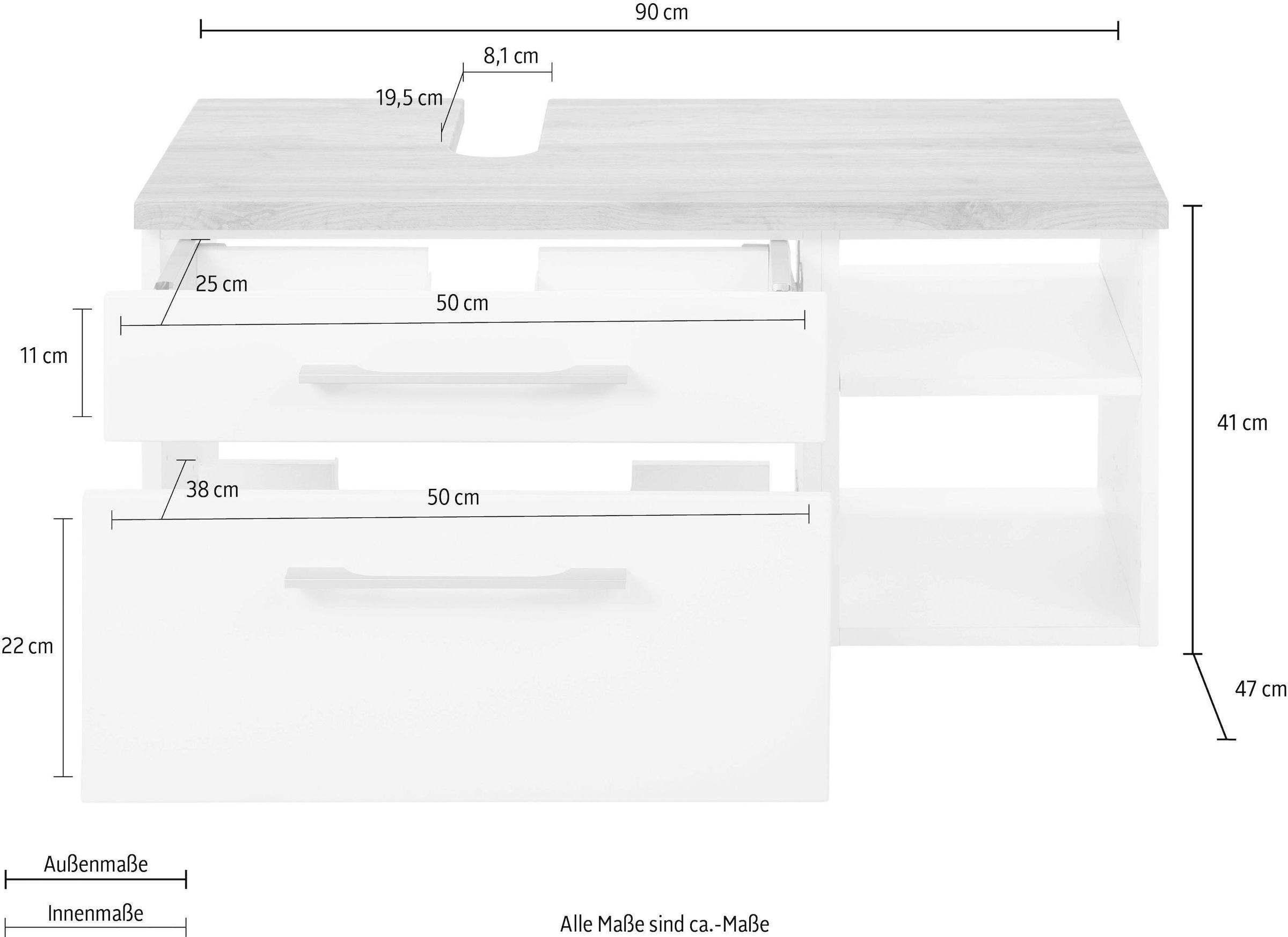 welltime Waschbeckenunterschrank »Davos«, Breite 90 cm