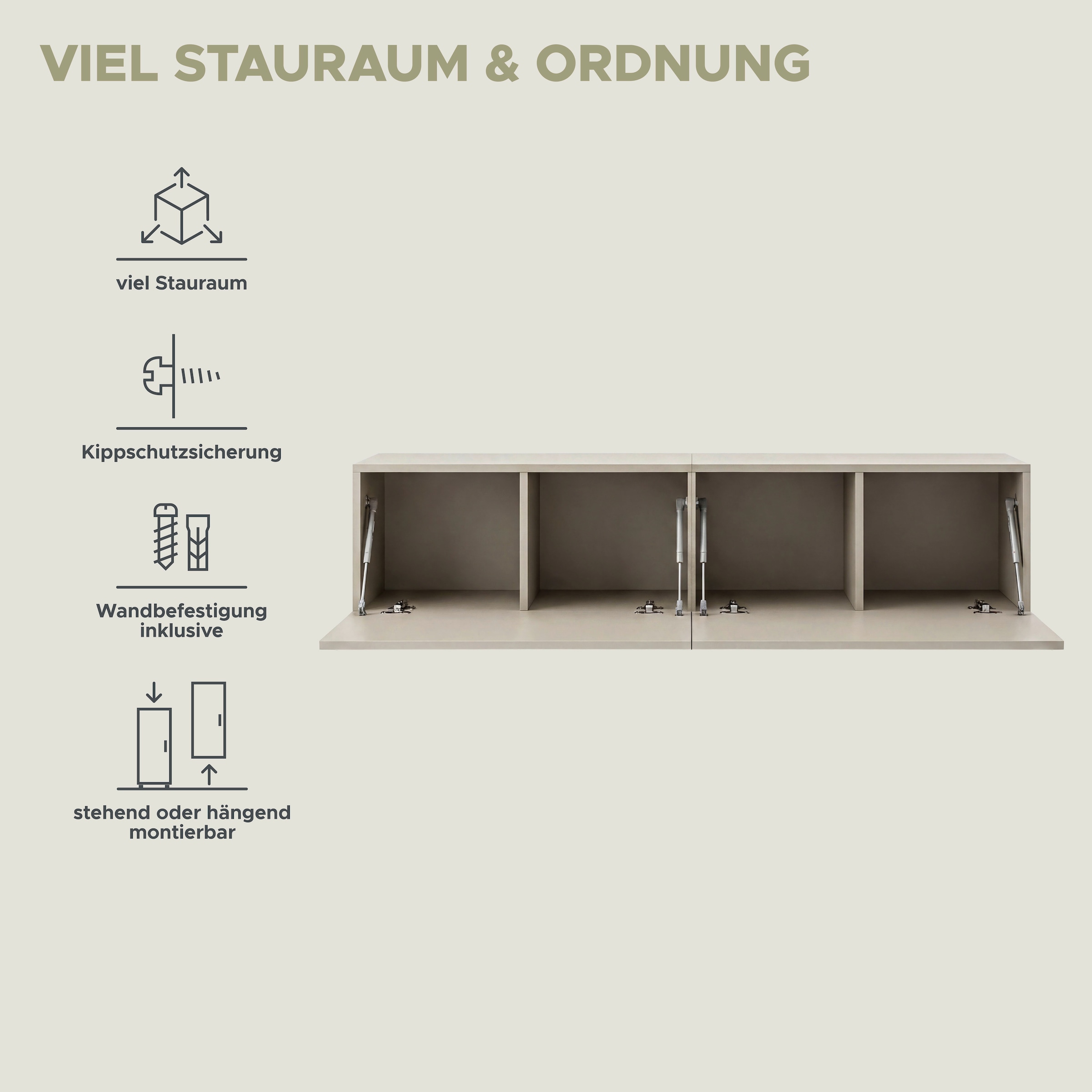 OTTO home Lowboard »SPIAGGIA, 2-teiliges Set, Breite 180cm, stehend & hängend montierbar« TV-Möbel, TV-Schrank, TV-Lowboard, Mediaboard