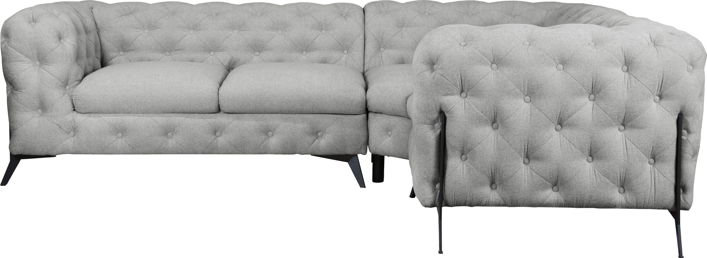 Leonique Chesterfield-Sofa »Amaury L-Form«, Chesterfield-Optik, Breite/Tiefe je 262 cm, Fußfarbe wählbar