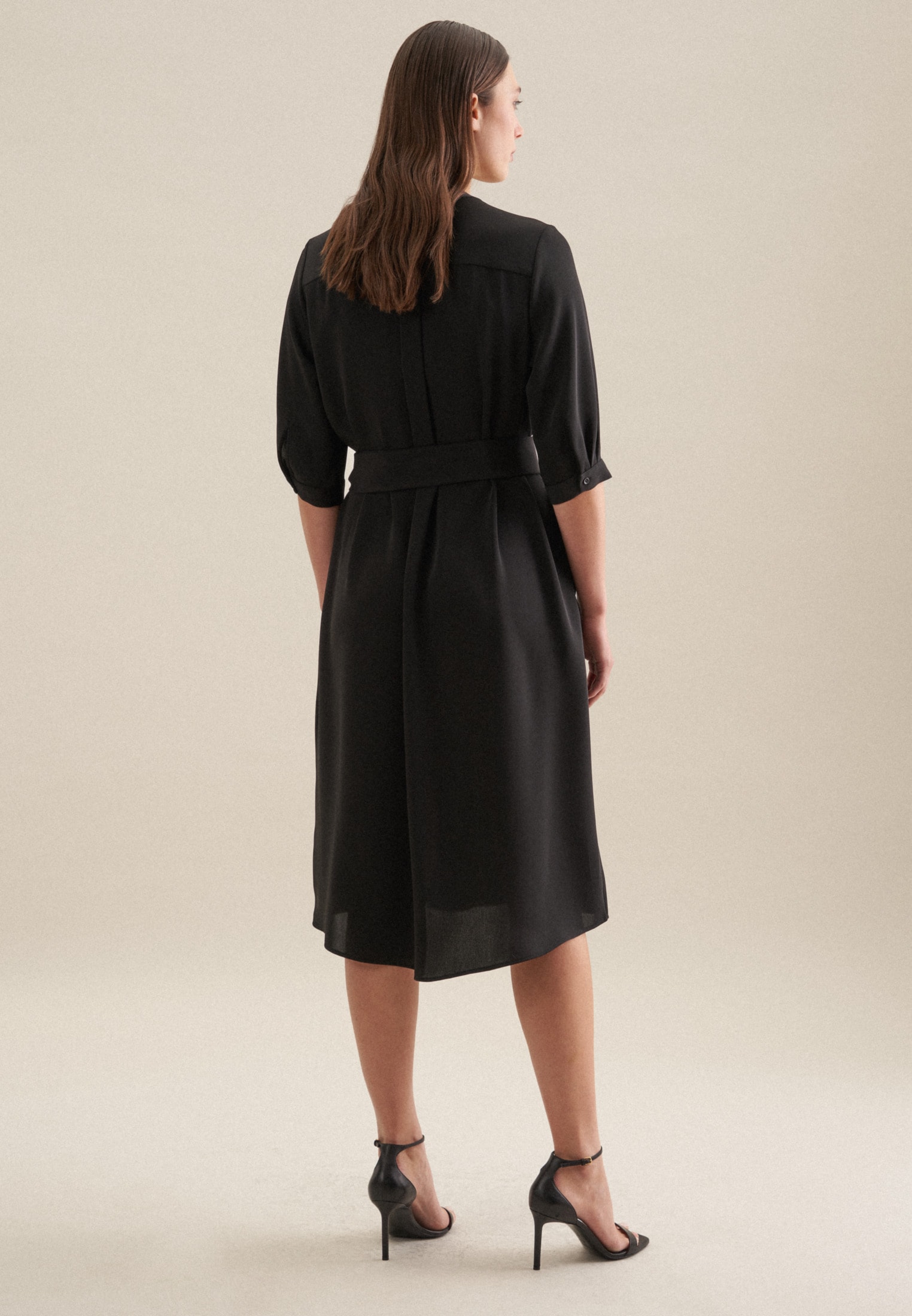 seidensticker Sommerkleid »Schwarze Rose«, 3/4-Arm Kragen Uni