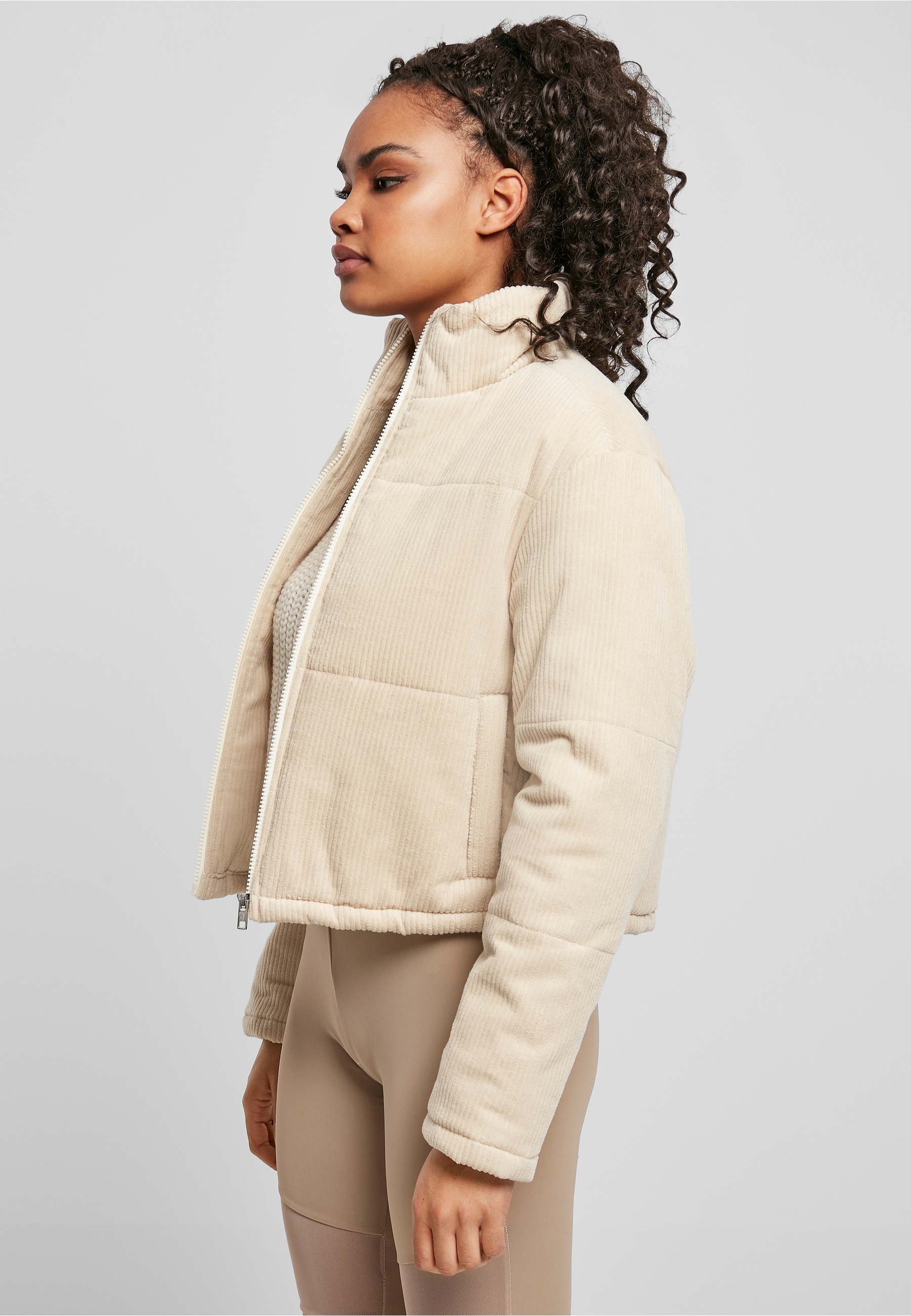 URBAN CLASSICS Winterjacke »Urban Classics Damen Ladies Corduroy Puffer Jacket« 1 Stk. tlg. ohne Kapuze