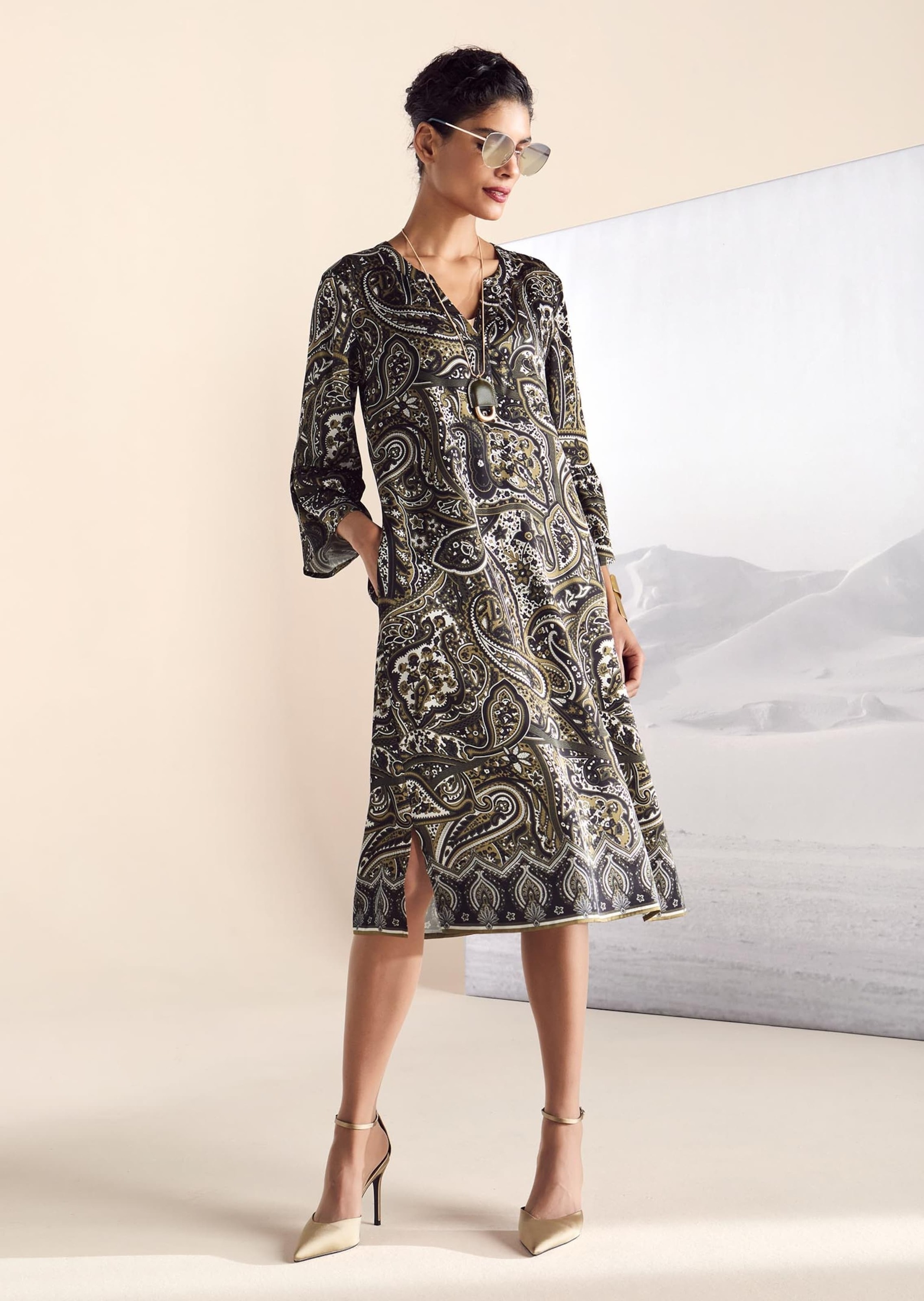 MADELEINE Midikleid »Kleid Paisley-Kleid mit Volantärmeln« Ohne Tasche
