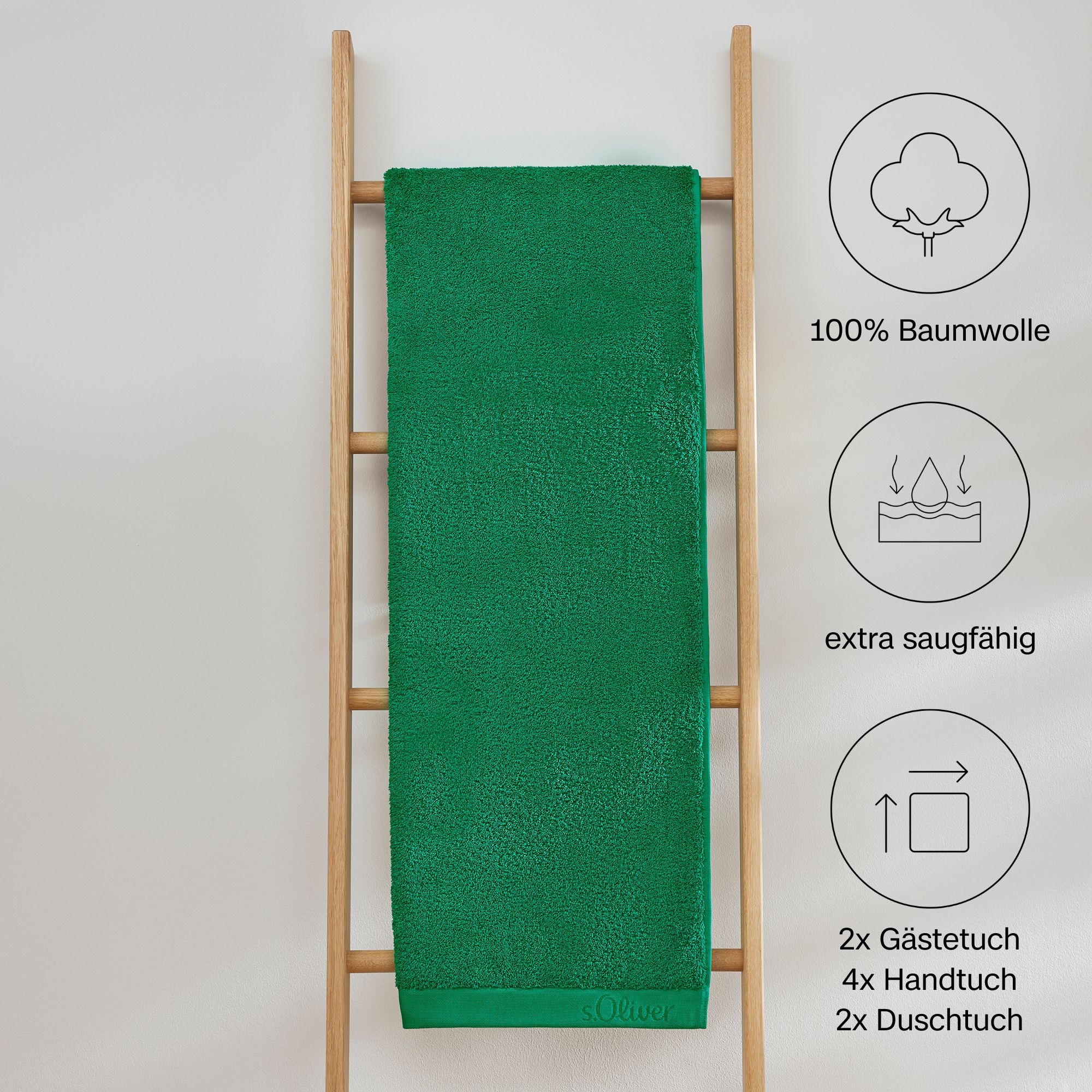 s.Oliver Handtuch Set »s.Oliver, Premium Qualität, 600 gr/m²« Set 8 Stk. Walkfrottier 2 Gästetücher 30x50, 4 Handtücher 50x100, 2 Duschtücher 70x140