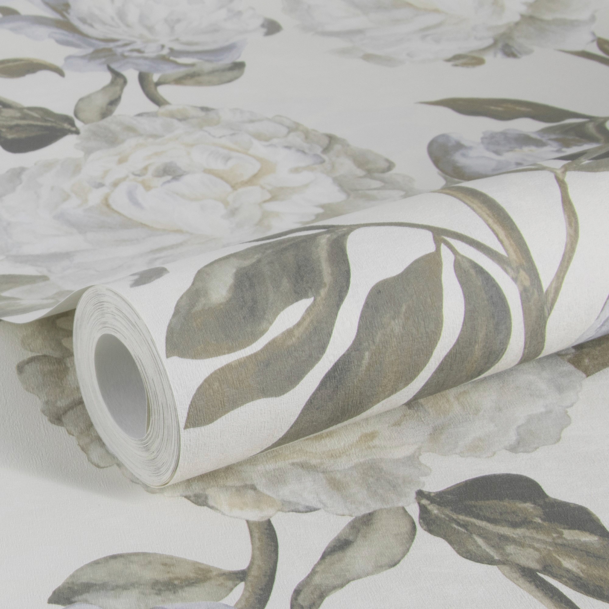 Thumbnail - WOW Vliestapete "Peony Naturel" geblümt geprägt FSC zertifiziert, mit lebhaftem Druck, 10 Meter Länge
