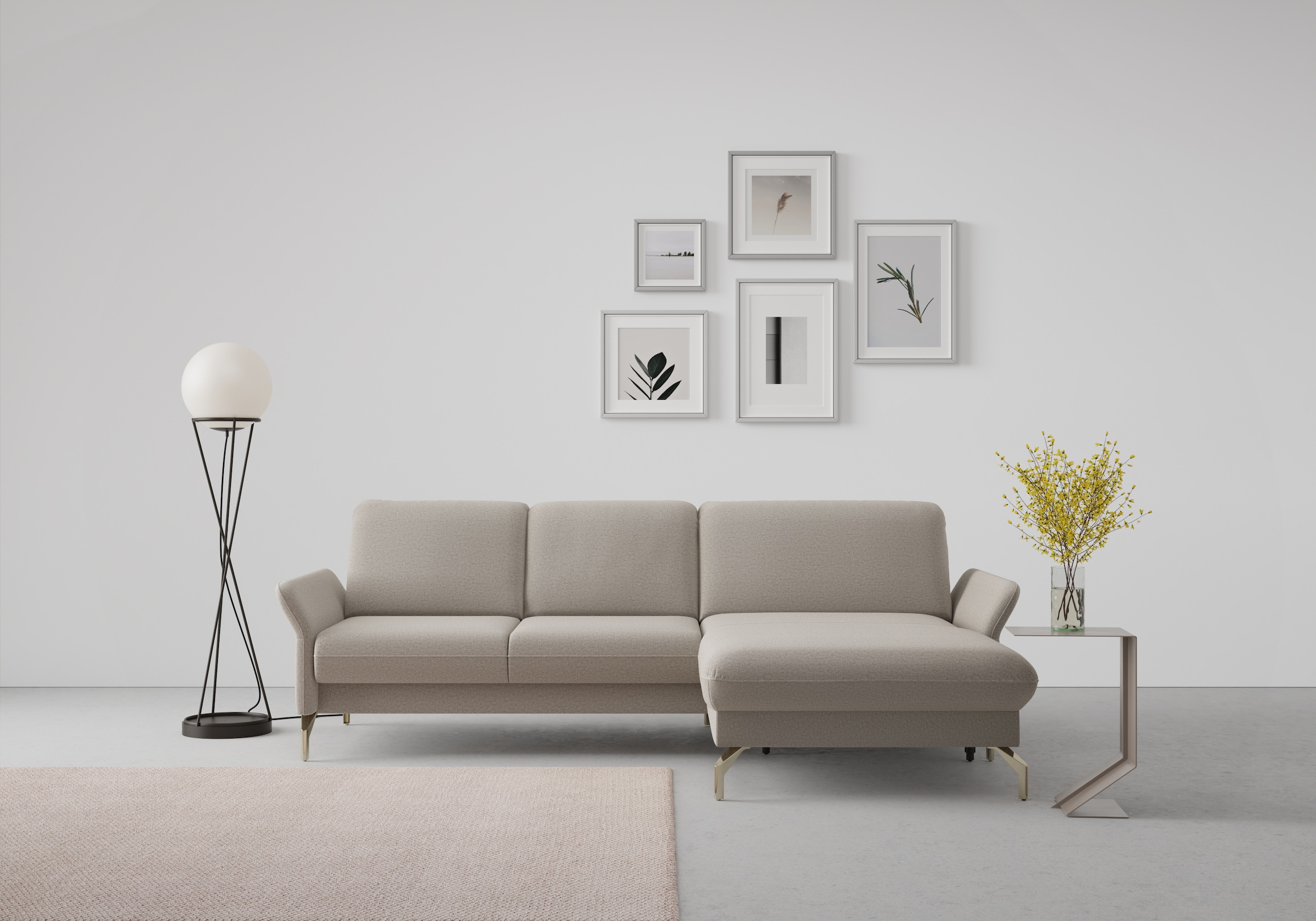 sit&more Ecksofa "Fashion L-Form" wahlweise mit Kopfteilverstellung, Vorziehsitz, motorisch, Nickelfüße
