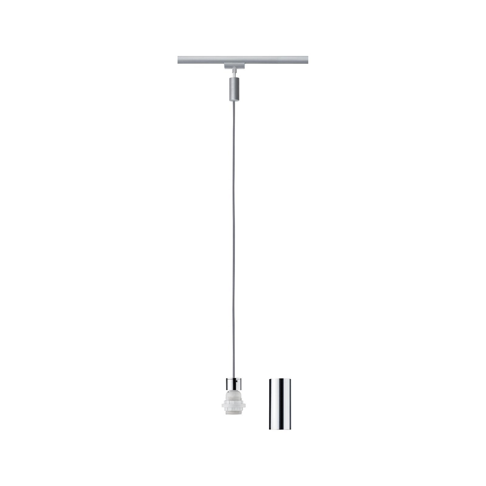 PAULMANN Schienensystem-Leuchten "URail Pendel 2Easy E27 max. 20W dimmbar 230V", B:8,7cm T:8,7cm, silber, Stromschienensysteme, dimmbar