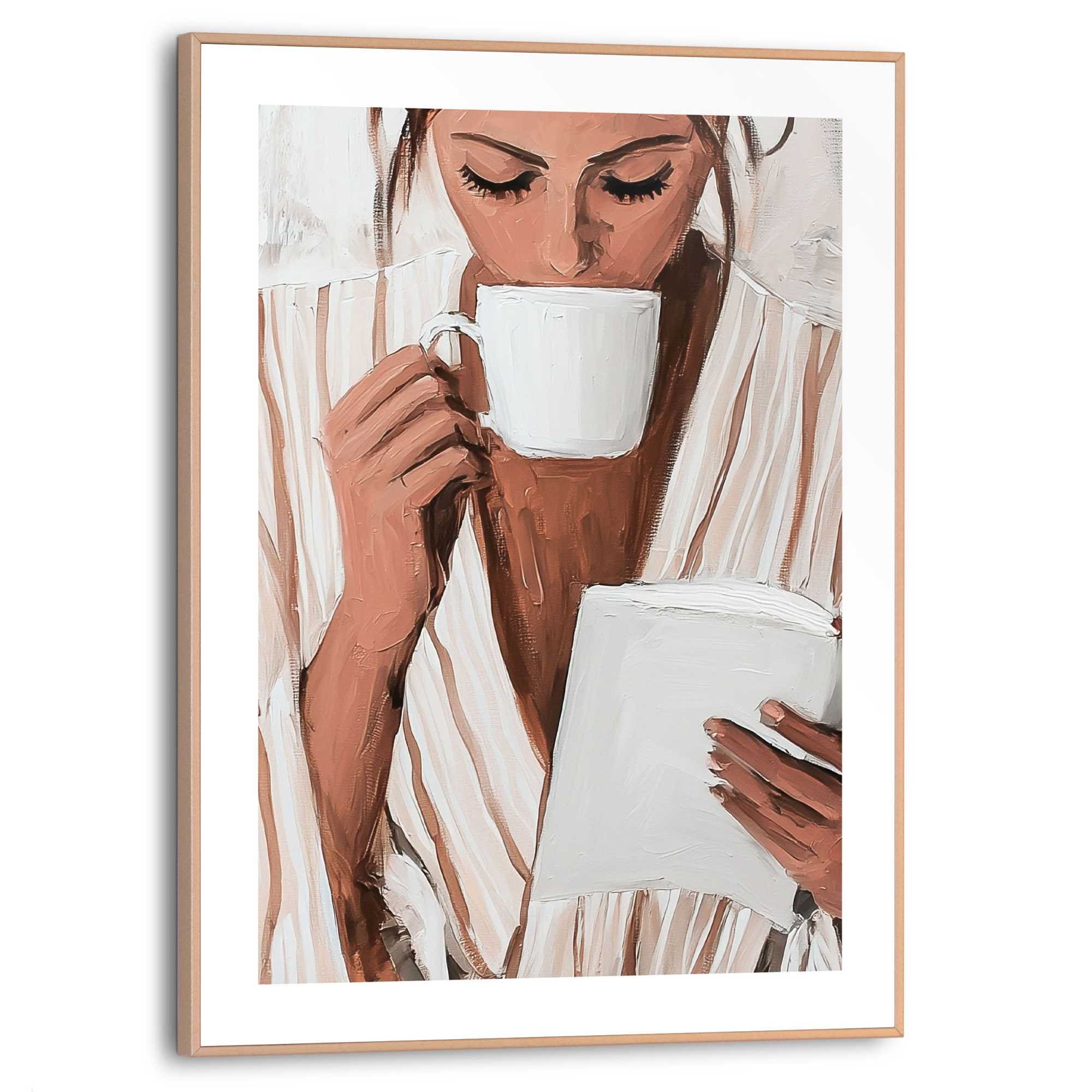 Reinders Poster "Relaxing Time", Wohnzimmer - Frau - Kaffee - Lesen - Braun günstig online kaufen