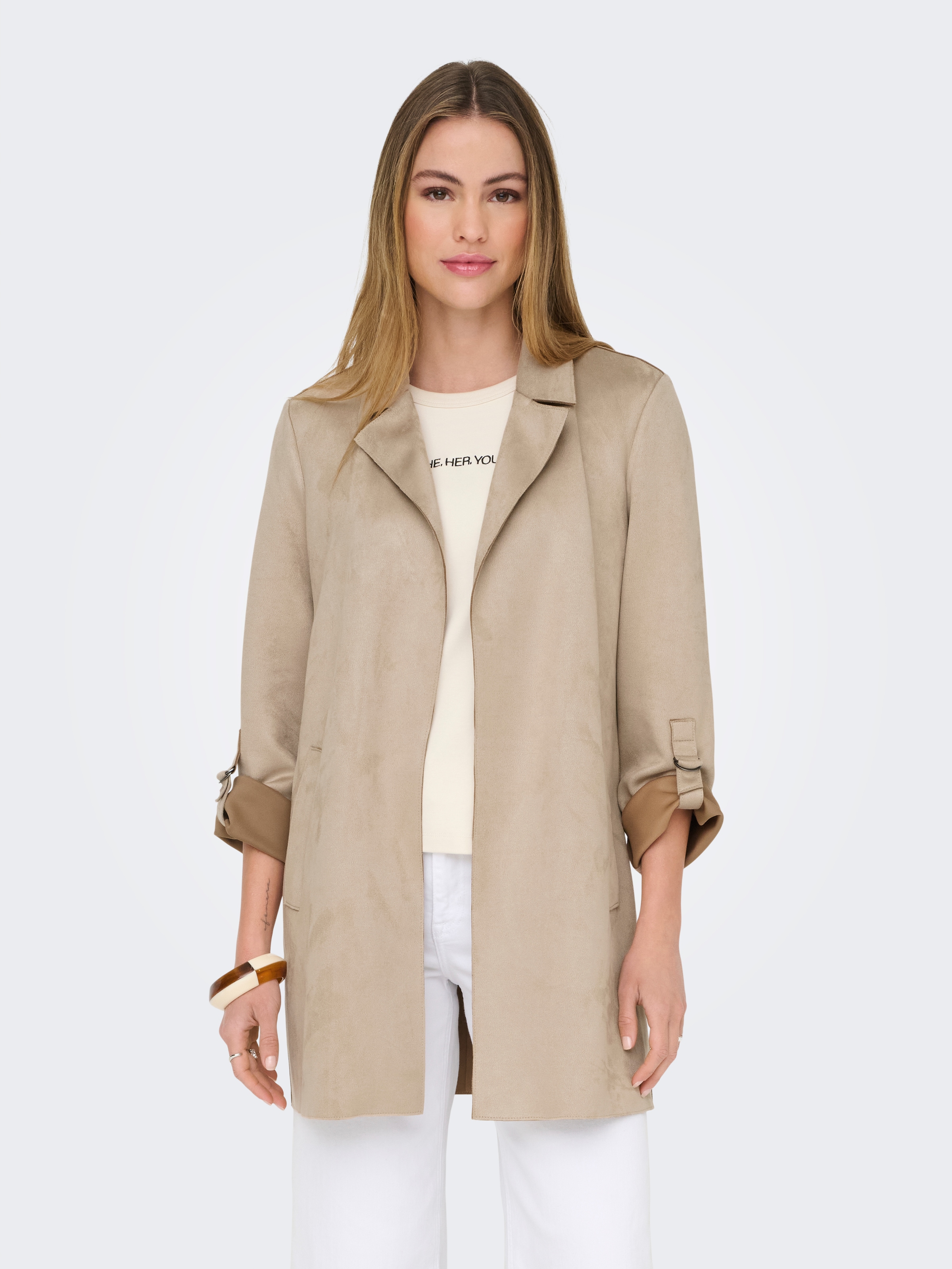 ONLY Langjacke »ONLJOLINE FAUX SUEDE COAT LIFE CC OTW«, ohne Kapuze, mit Reverskragen