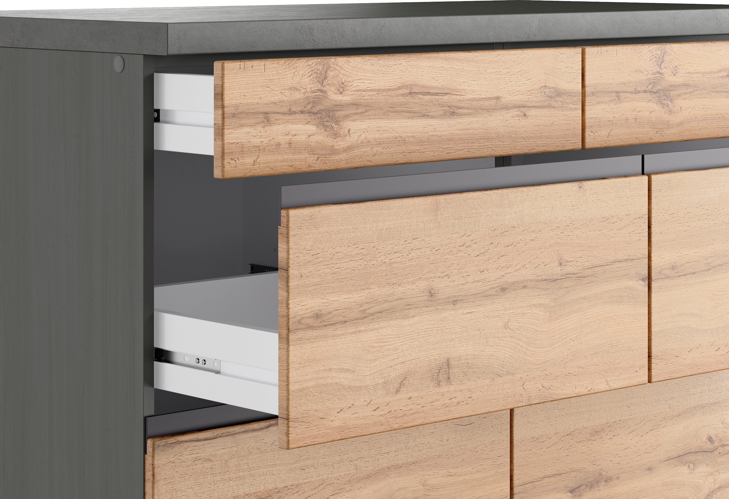 KOCHSTATION Unterschrank »KS-Riesa«, Breite 180 cm, MDF-Fronten