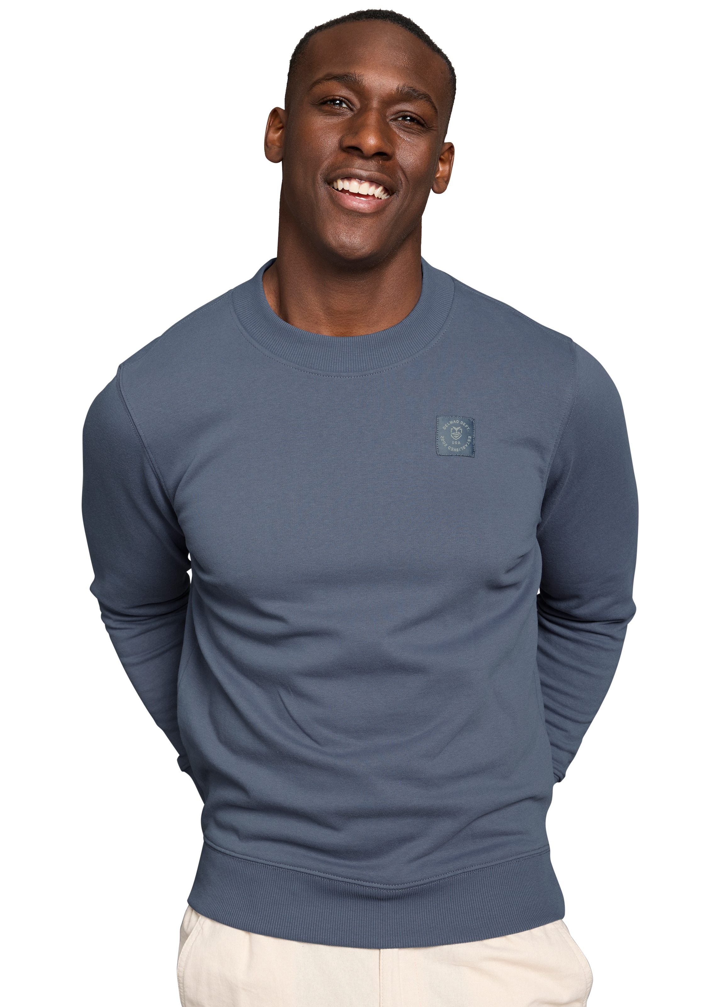 DELMAO Sweatshirt, Langarm, Regular Fit, unifarben, Basic-Stil