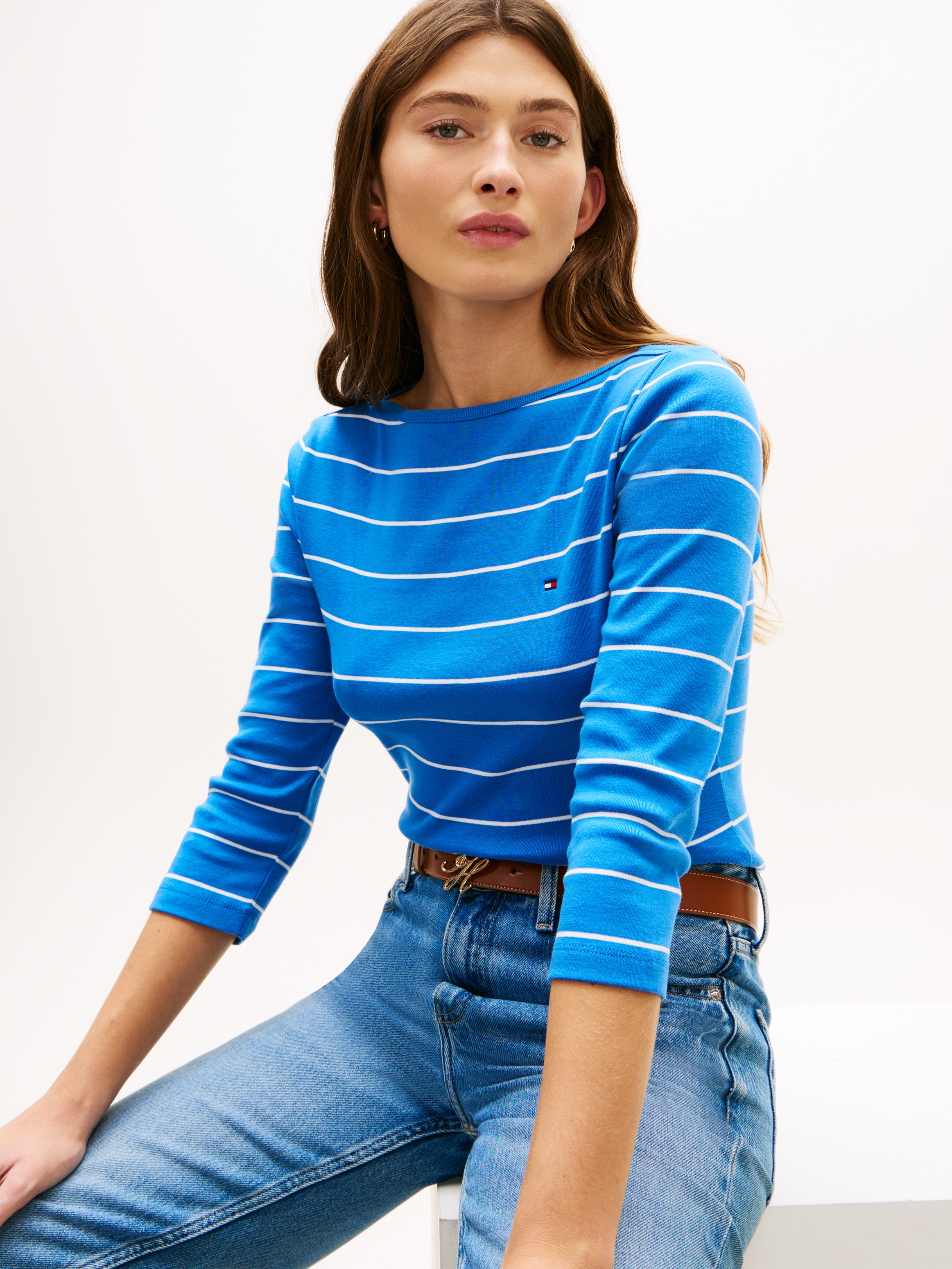 Tommy Hilfiger 3/4-Arm-Shirt »NEW CODY SLIM BOAT-NECK« mit Logostickerei
