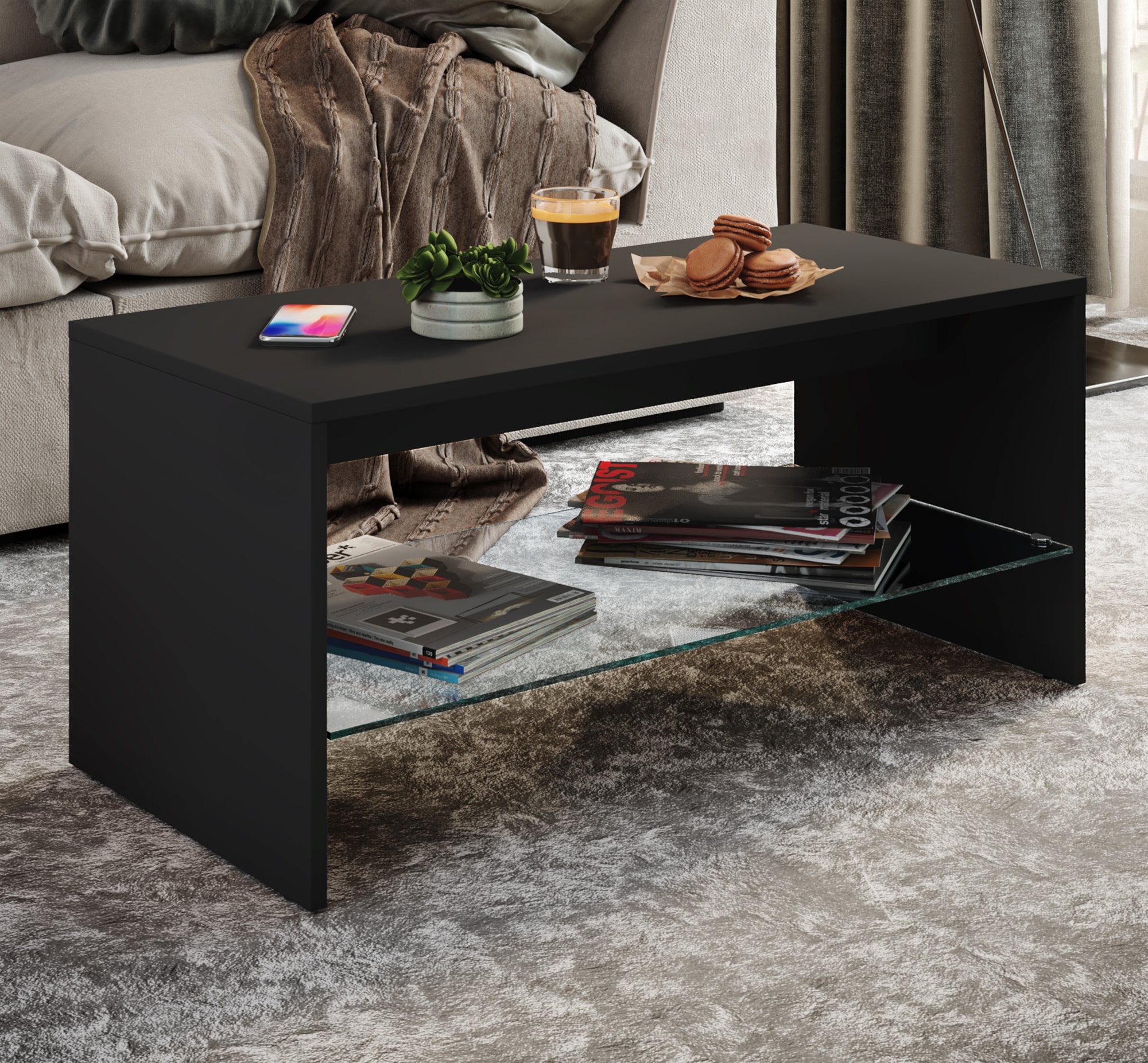 VCM Beistelltisch »Holz Sofatisch Couchtisch Glas Wisal«