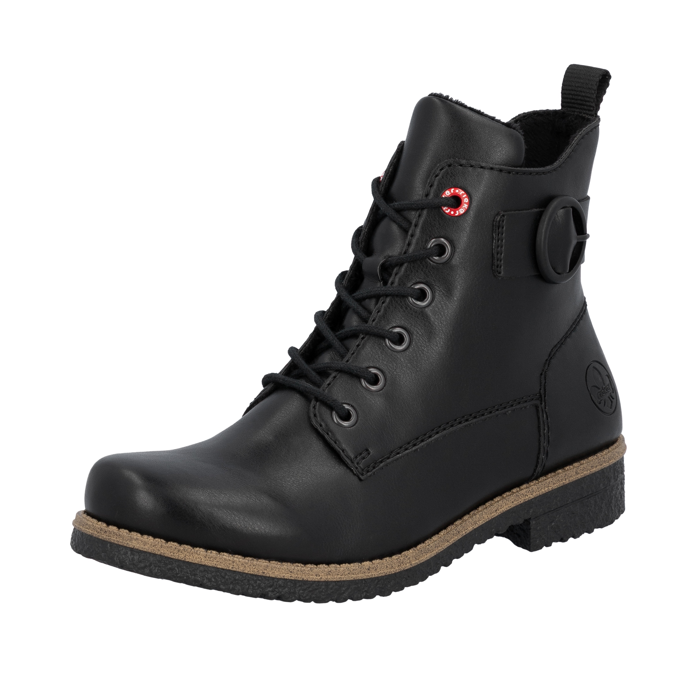 Rieker Schnürstiefelette, Schnürboots, Stiefelette, Blockabsatz mit dekorativer Zierschnalle