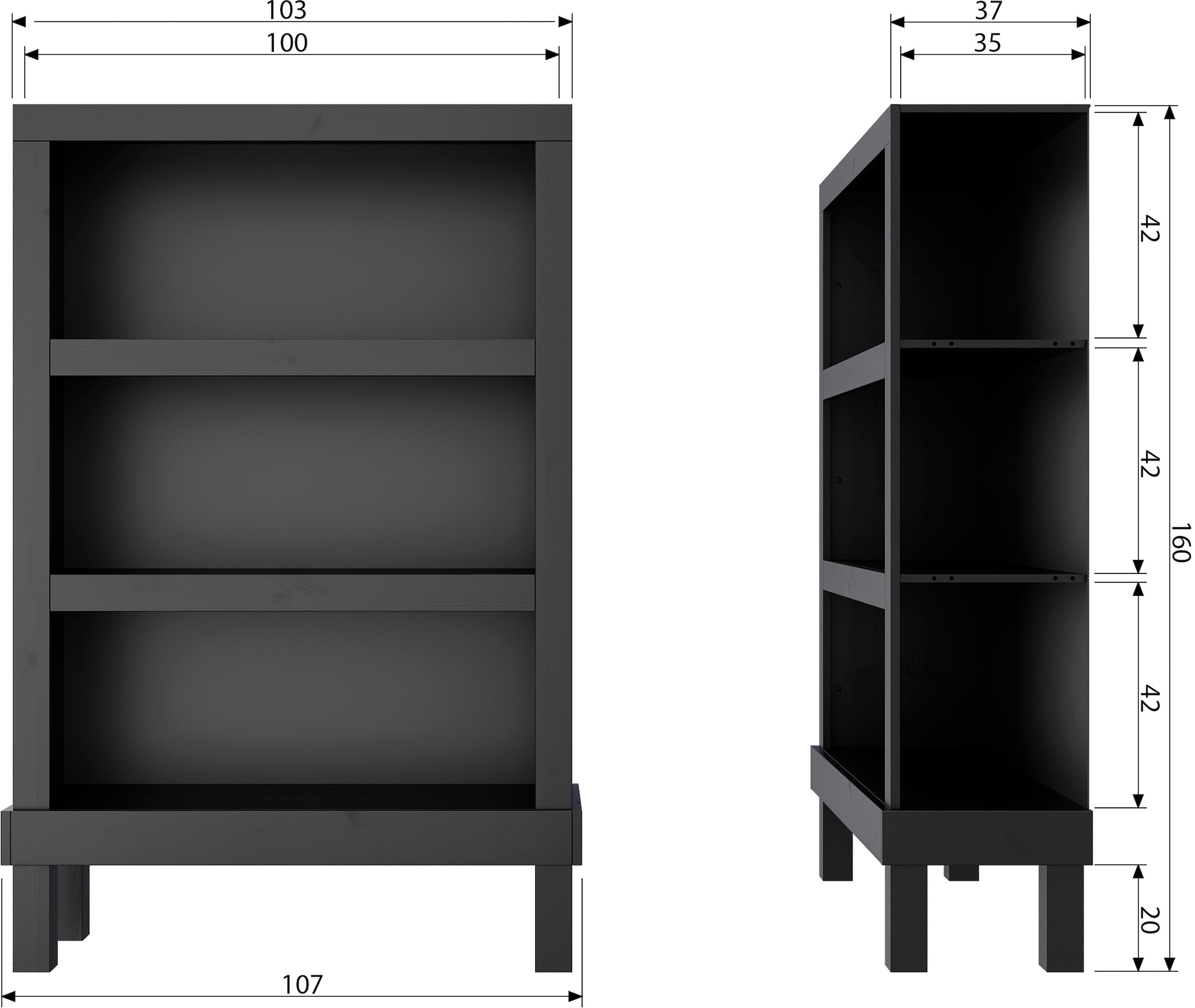 WOOOD Regal »Bonk«, ausgestattet mit drei Regalen, Breite 107 cm