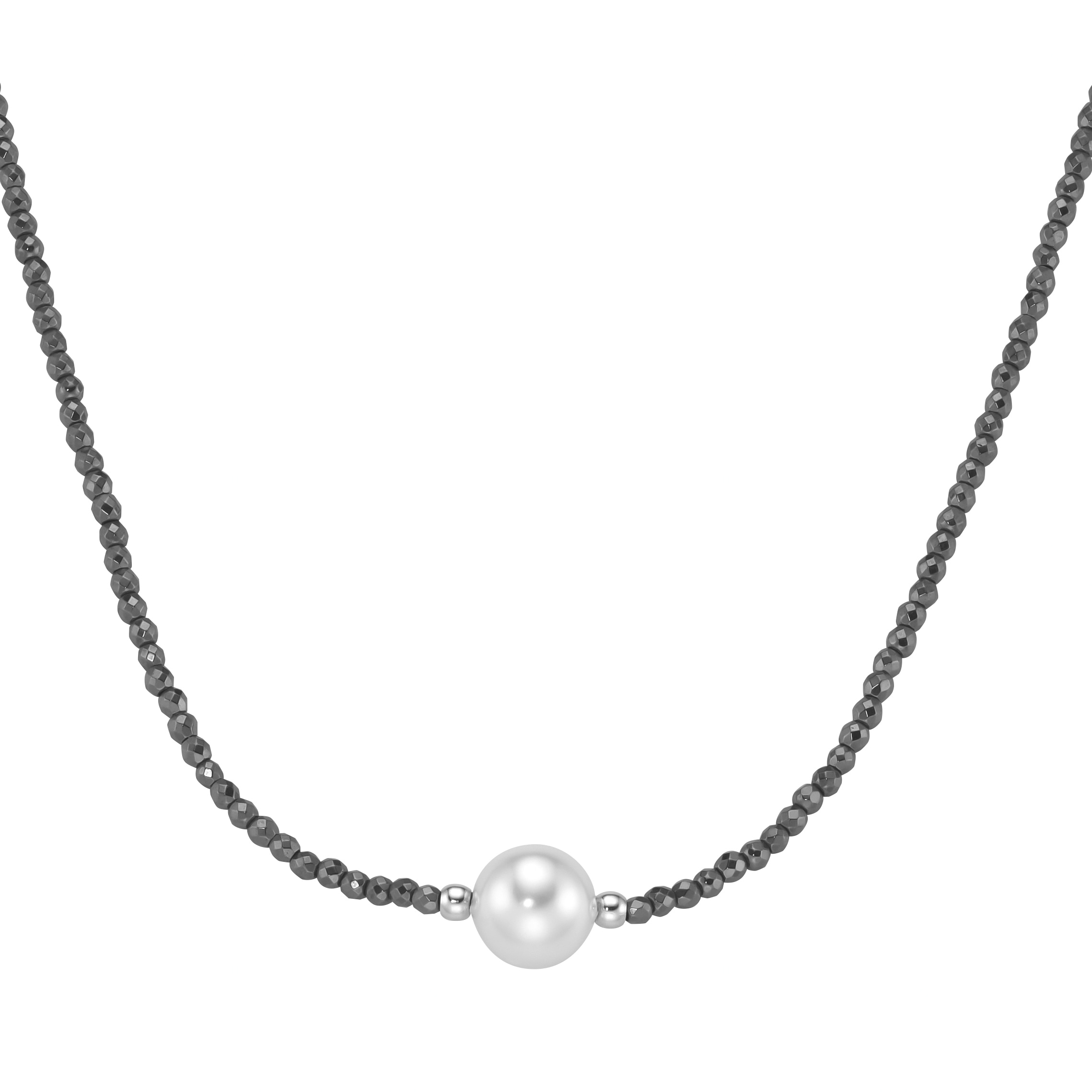 Smart Jewel Collier »mit Edelstein-Kugeln + Muschelkern-Perle, Silber 925«