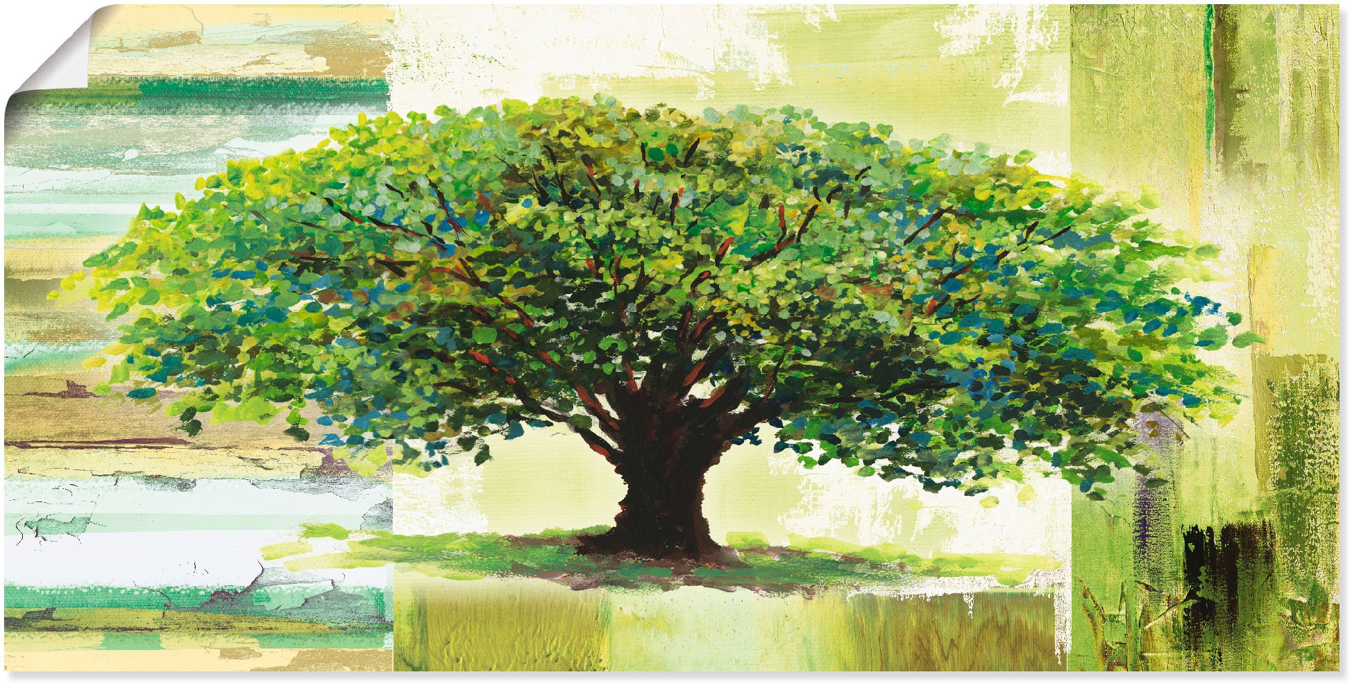 Wandbild »Frühlingsbaum auf abstraktem Hintergrund«, Bäume, (1 St.), als Alubild,...
