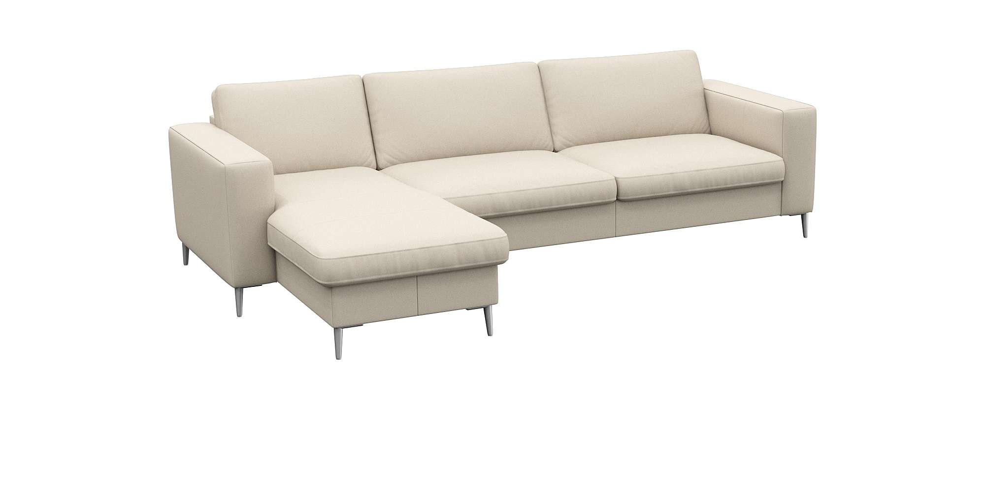 FLEXLUX Ecksofa »Fiore, super Sitzkomfort durch Kaltschaum im Sitz, L-Form«, breite Armlehnen, Kaltschaum, Füße Alu