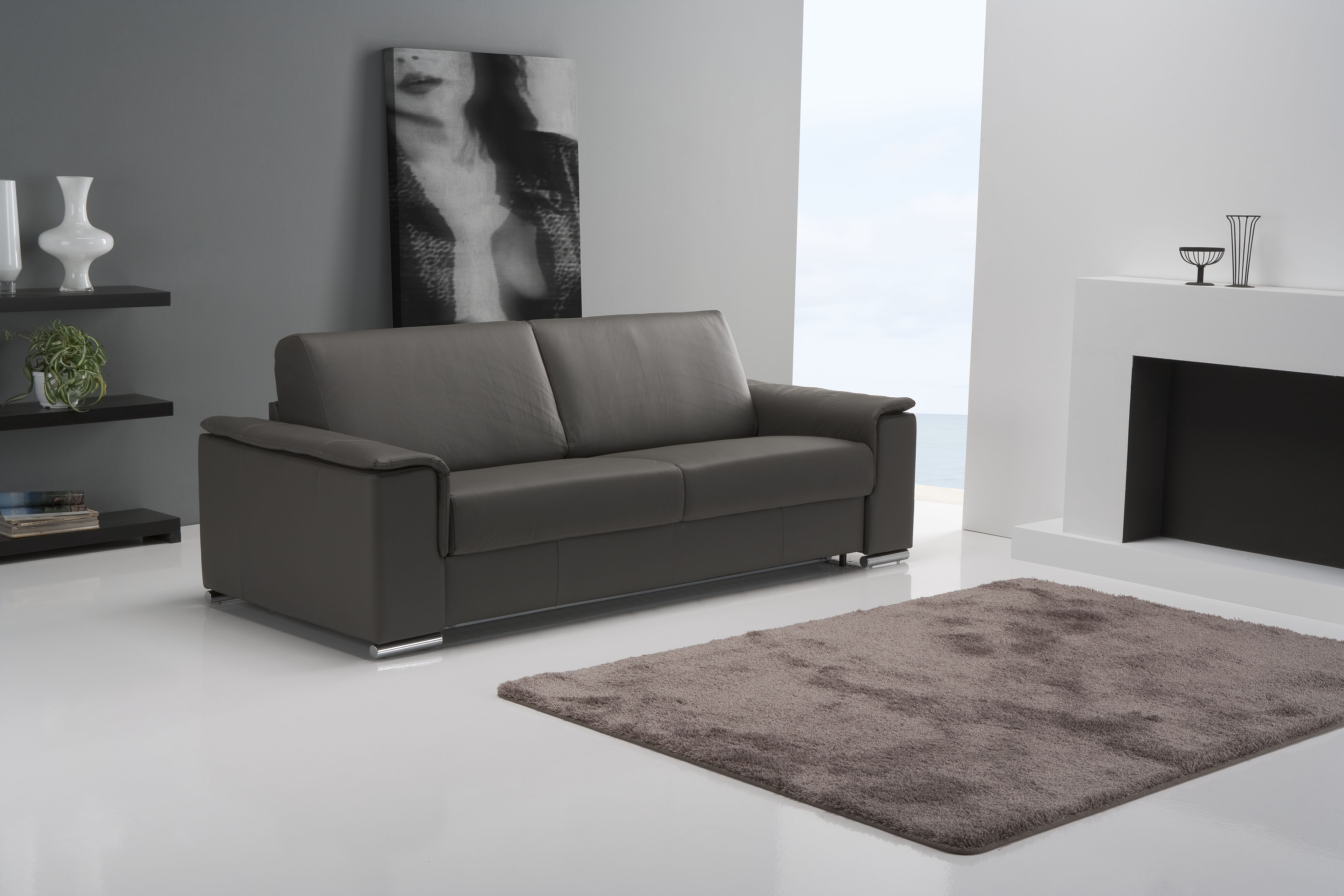 Egoitaliano 2,5-Sitzer "Cecilia, modern & elegant, erstklassiger Sitzkomfort, Breite 234cm" mit verchromten Metallfüßen