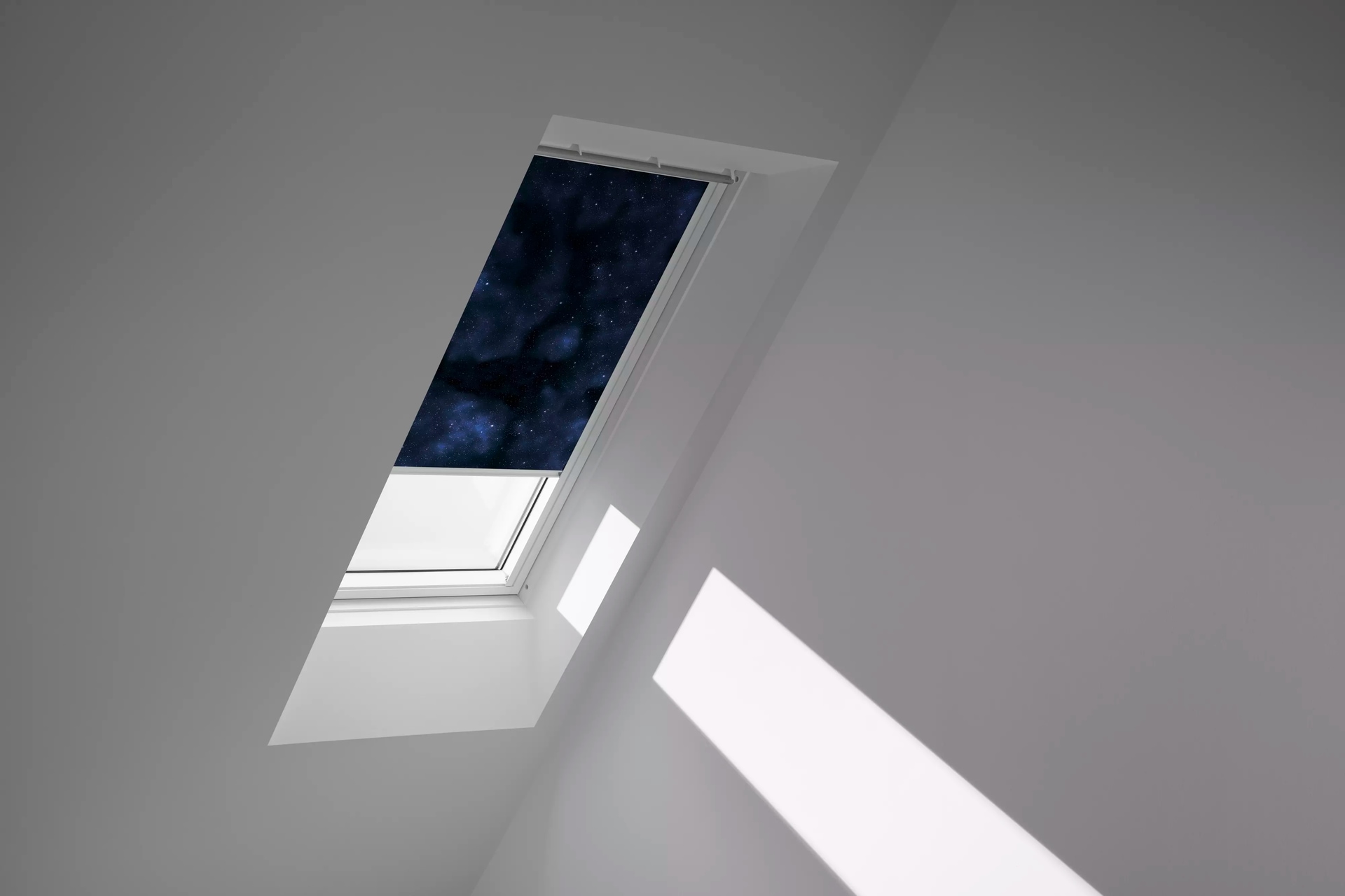 VELUX Verdunklungsrollo »DKL 4653SWL« verdunkelnd ohne Bohren in Führungsschienen weiße Führungsschienen & Griffleiste