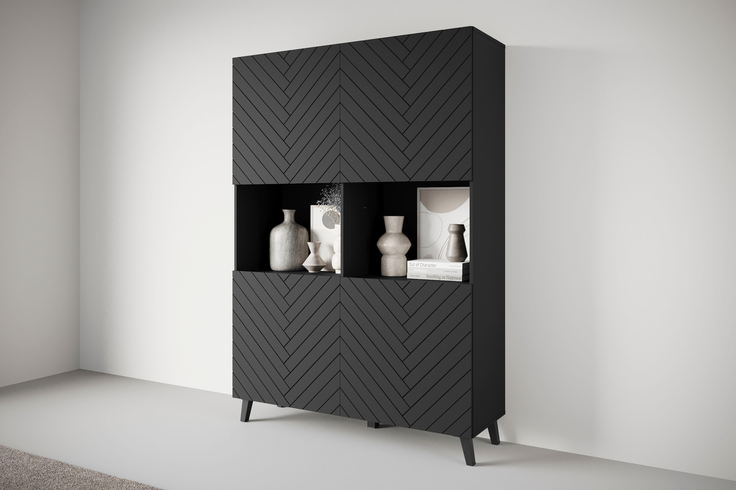 Highboard »PHUKET«, (1 St.), Moderne Hochkommode ohne Griffe mit 10 Fächern, Breite...